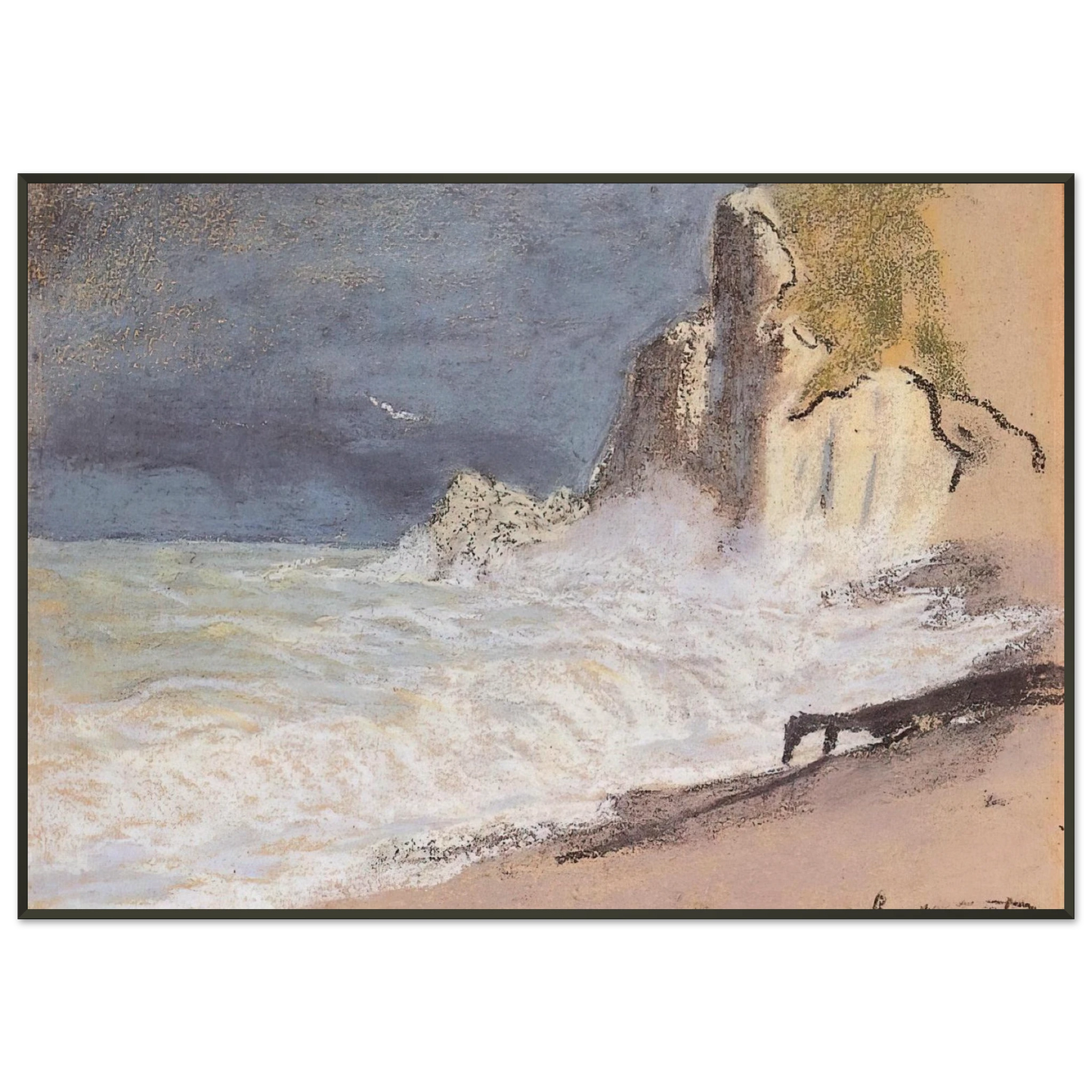 claude monet The Manneport Etretat Amont Cliff Rough Weather Framed Art Print - Aluminum Frame - 21x29.7 cm / 8x12"