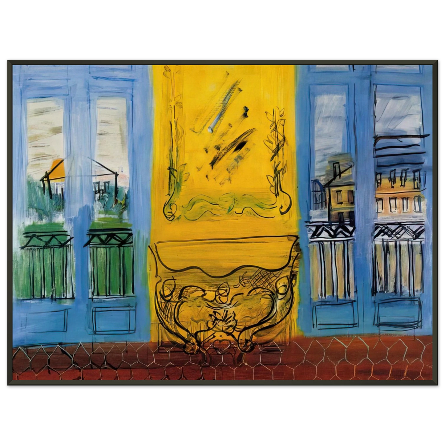 Raoul Dufy CONSOLE WITH TWO WINDOWS 1948 Framed Art Print - Aluminum Frame - 70x100 cm / 28x40 inches