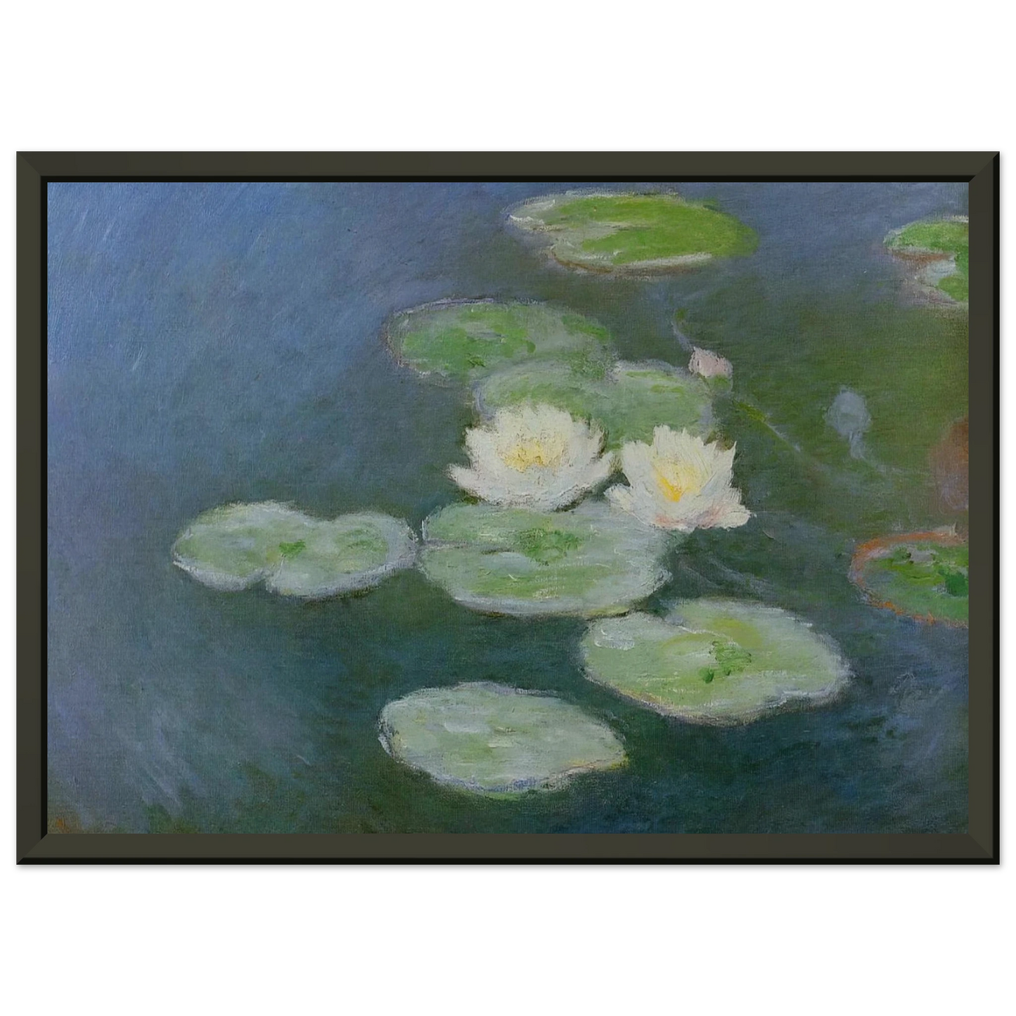 claude monet Water Lilies Evening Effect Framed Art Print - Aluminum Frame - 40x50 cm / 16x20 inches