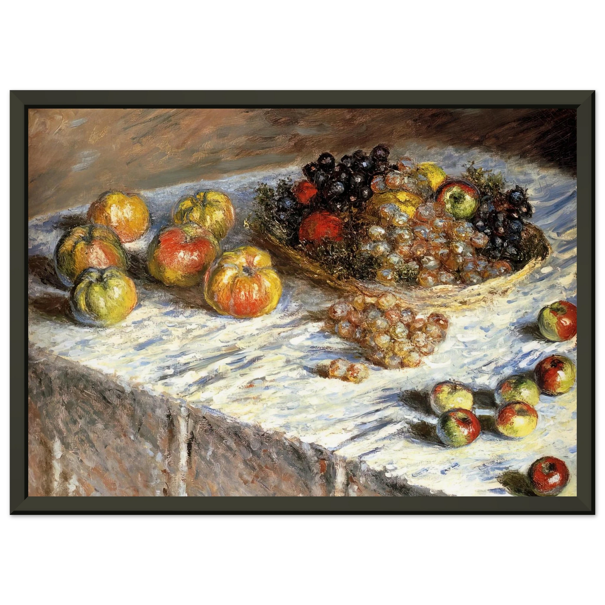 claude monet  Still Life with Apples And Grapes Framed Art Print  - Aluminum Frame - 40x50 cm / 16x20 inches