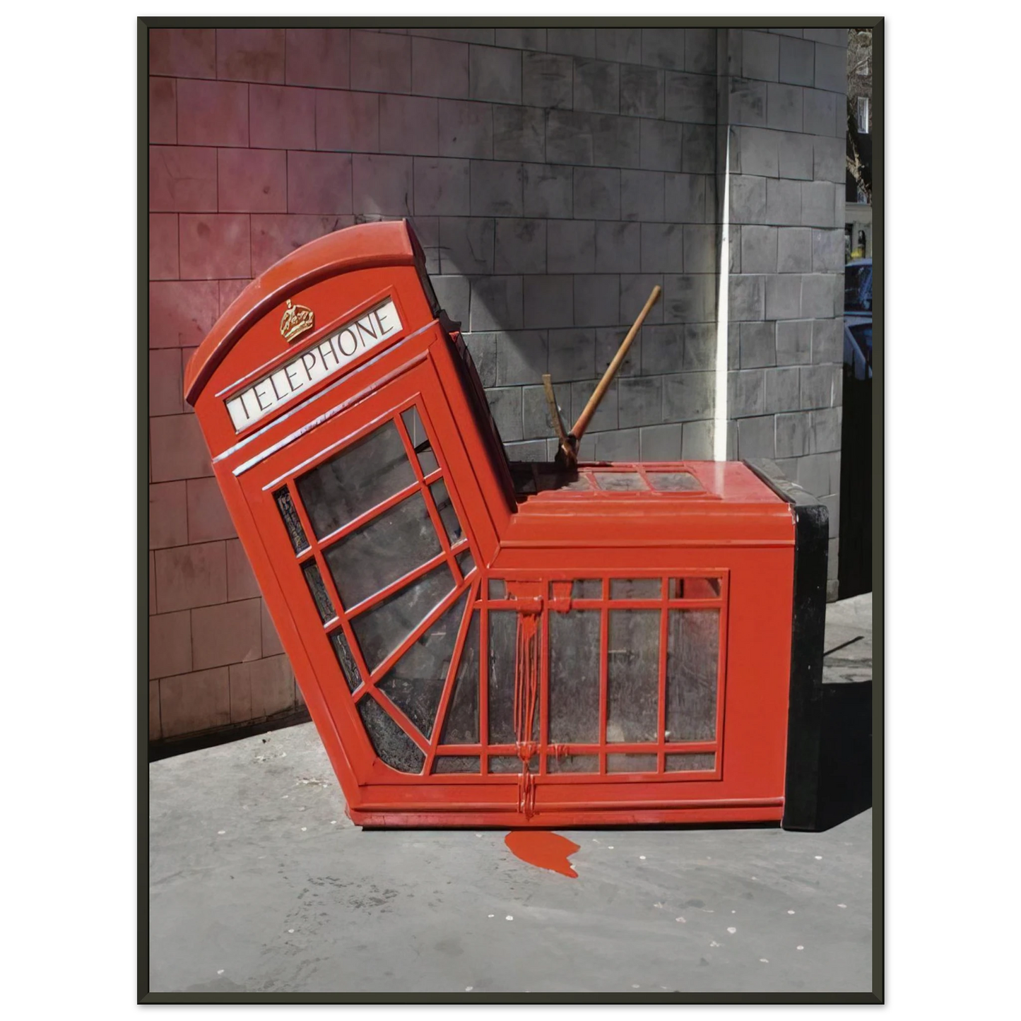 Banksy VANDALISED PHONE BOX 2005 Framed Art Print - Aluminum Frame - 60x80 cm / 24x32 inches