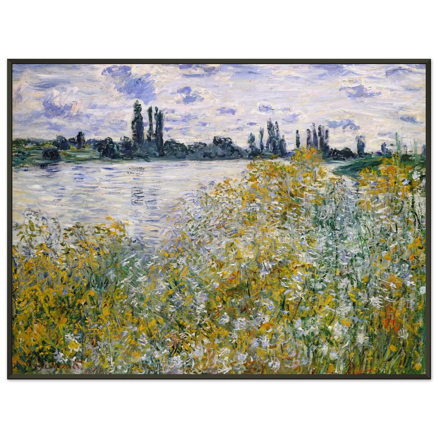 claude monet  Isle of Flowers on Siene near Vetheuil Framed Art Print  - Aluminum Frame - 40x50 cm / 16x20 inches