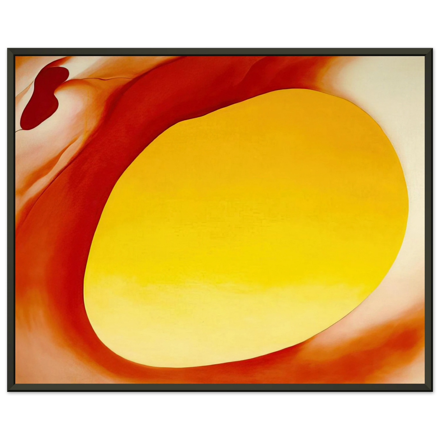 Georgia OKeeffe Pelvis Series Red with Yellow Framed Art Print - Aluminum Frame - 70x100 cm / 28x40 inches
