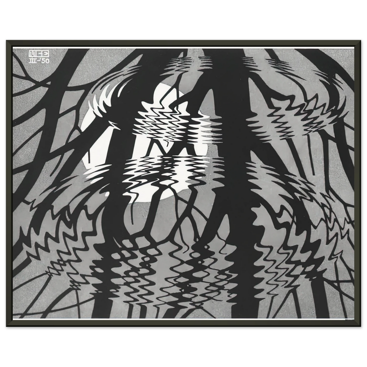MC Escher  RIPPLED SURFACE Framed Art Print  - Aluminum Frame - 70x100 cm / 28x40 inches