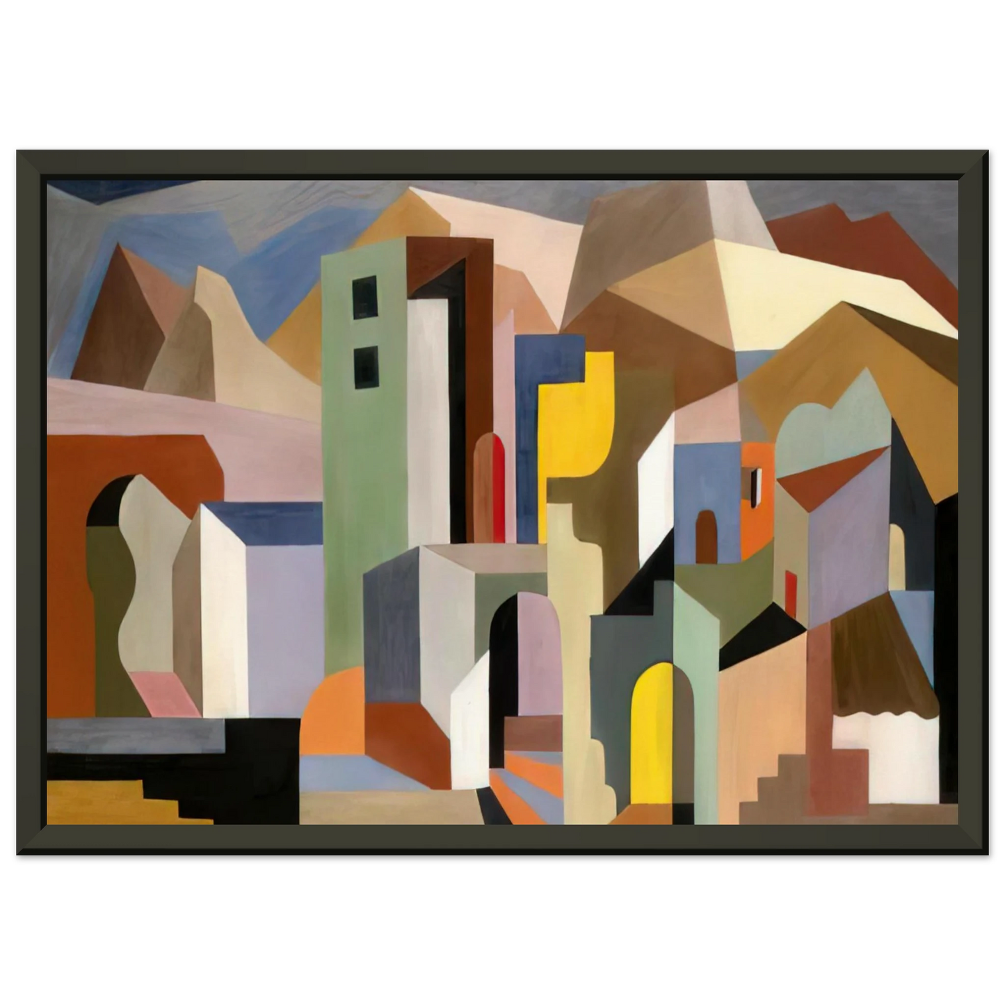 Enrico Prampolini ARCHITECTURAL FORM OF FUTURE IDEAL LANDSCAPE 1921 Framed Art Print - Aluminum Frame - 60x80 cm / 24x32 inches