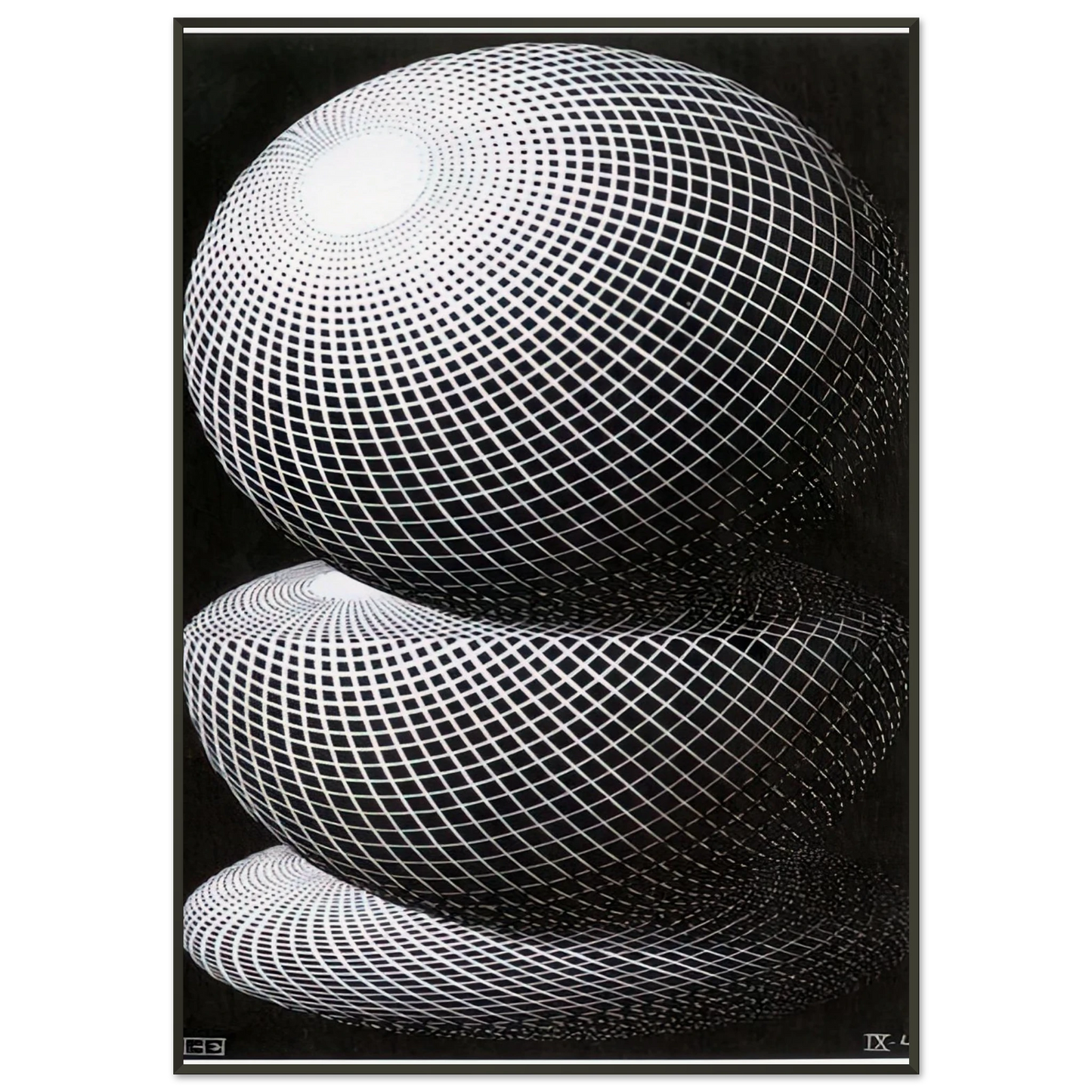 MC Escher  THREE SPHERES I SCHEME Framed Art Print  - Aluminum Frame - 21x29.7 cm / 8x12"