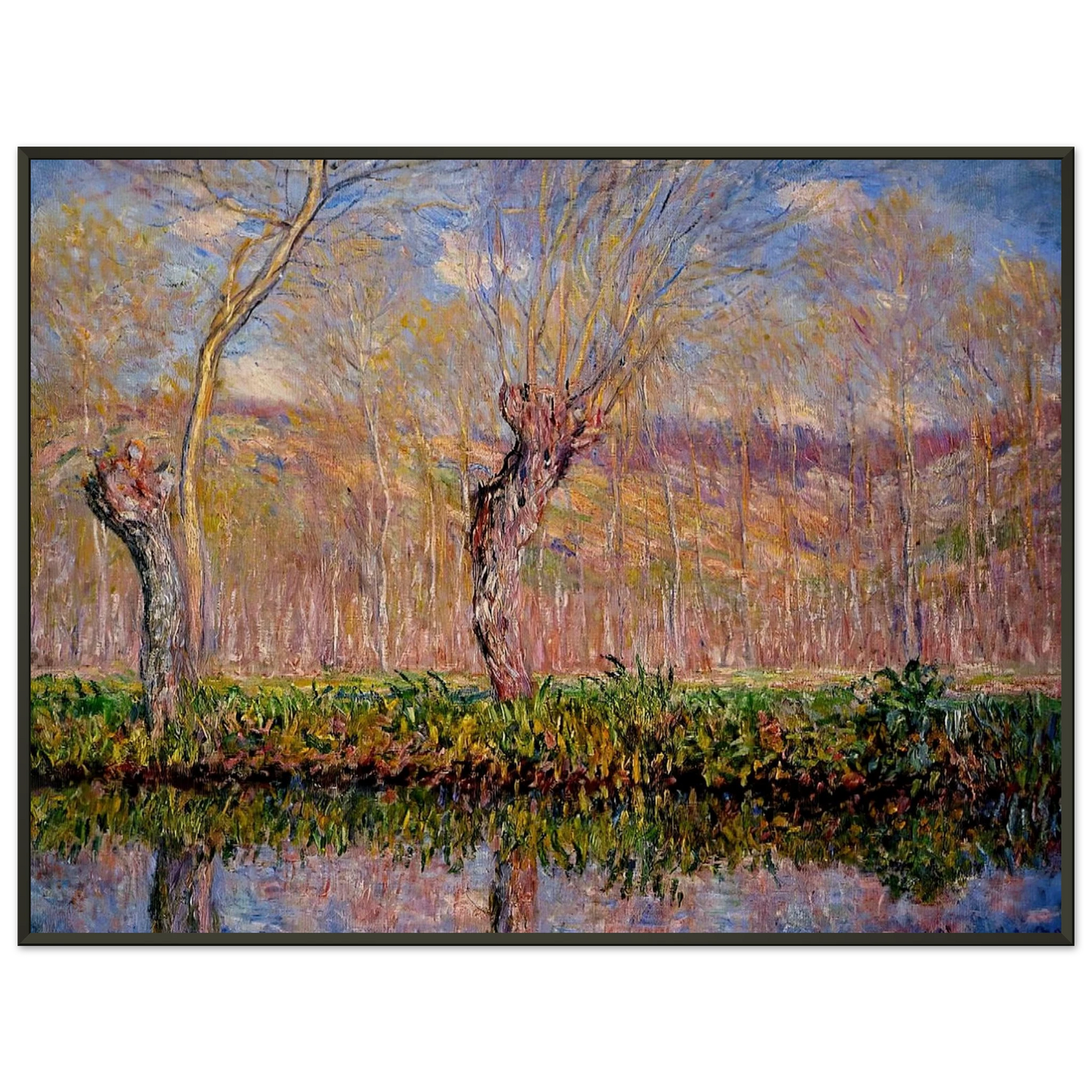 claude monet  The Banks of the River Epte in Springtime Framed Art Print  - Aluminum Frame - 40x50 cm / 16x20 inches