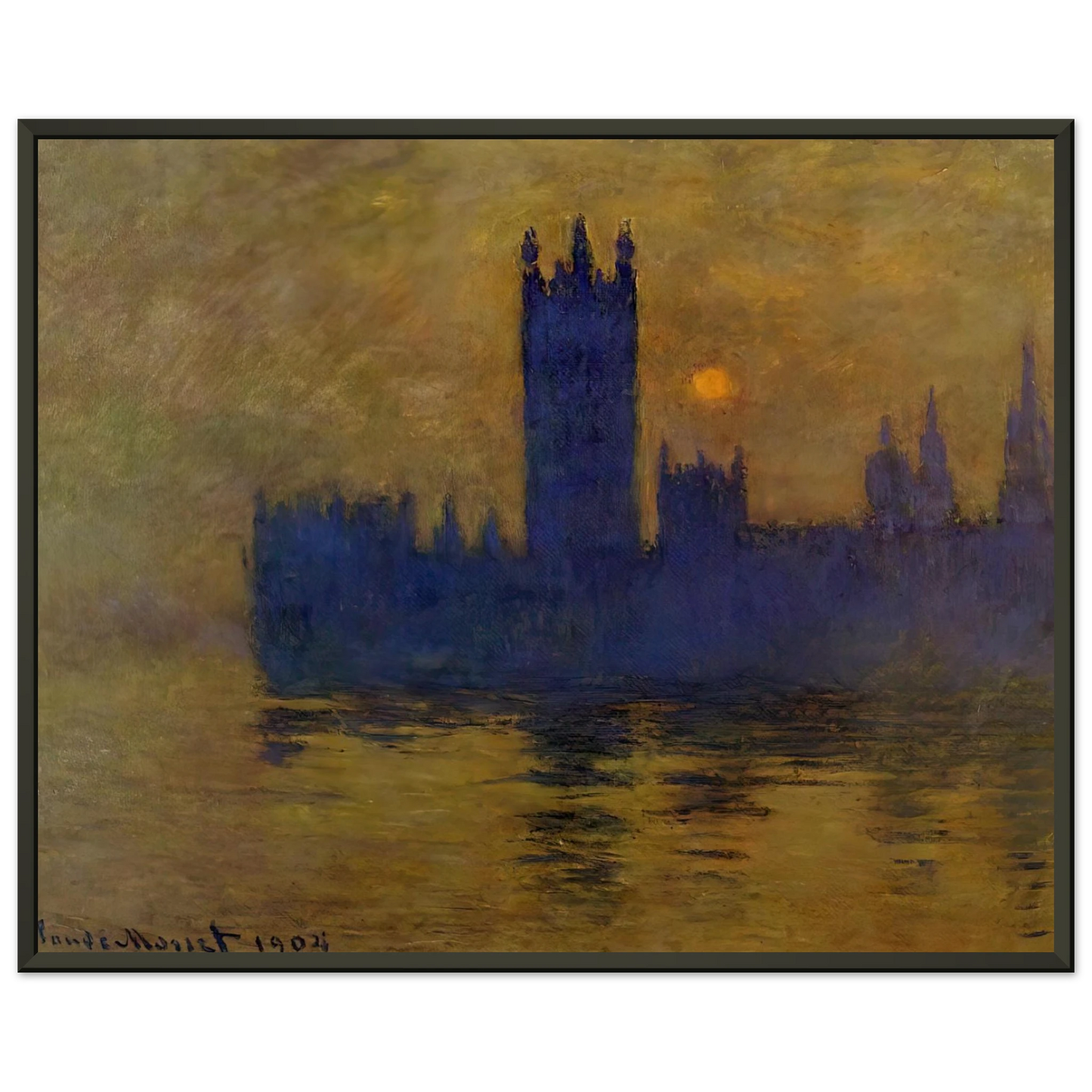 claude monet  Houses of Parliament Sunset 02 Framed Art Print  - Aluminum Frame - 40x50 cm / 16x20 inches