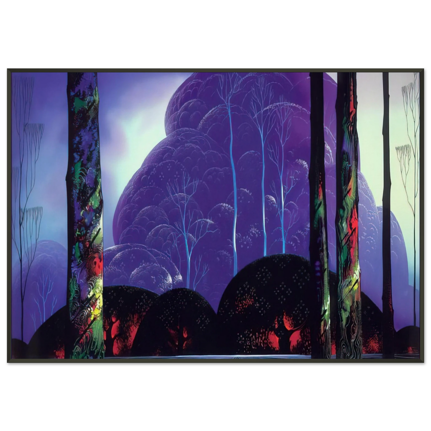 Eyvind Earle  Purple Sunset Framed Art Print  - Aluminum Frame - 21x29.7 cm / 8x12"