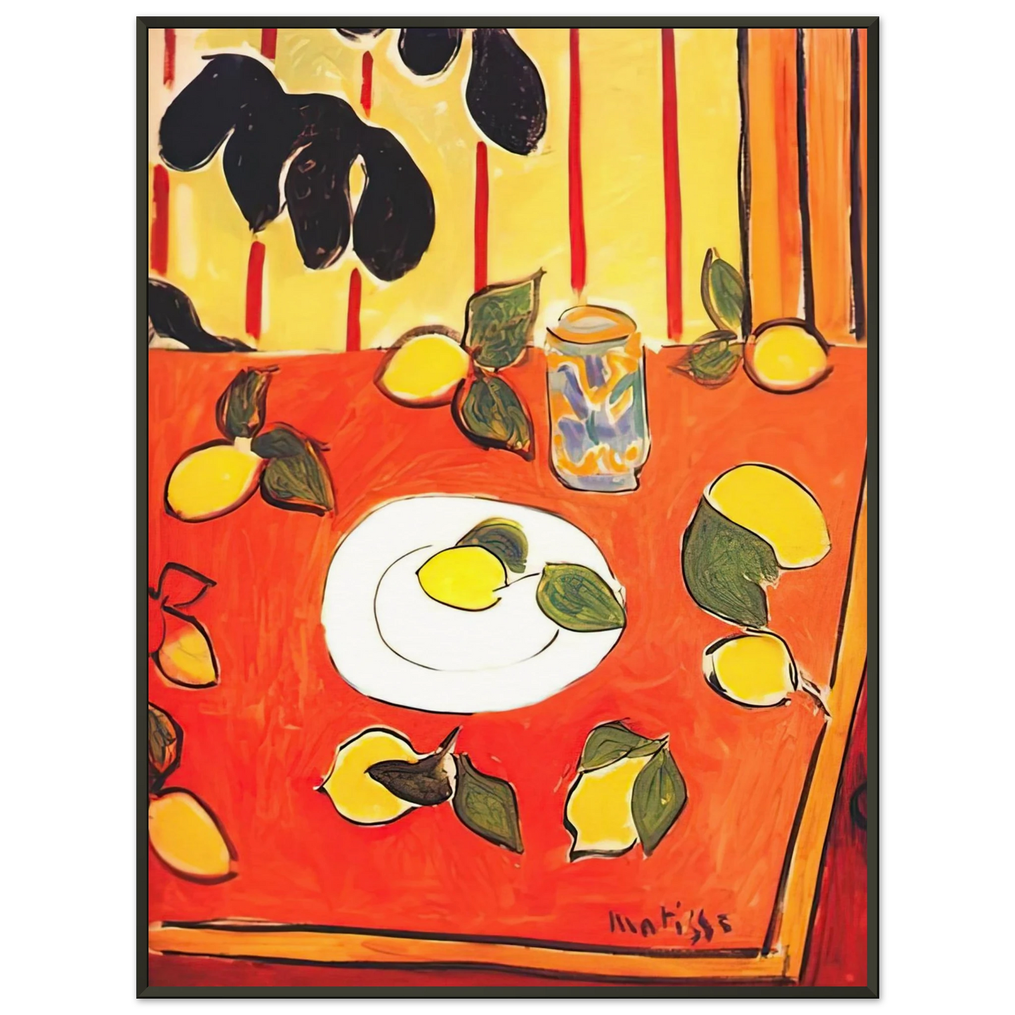 Henri Matisse  BLACK PHILODENDRON AND LEMONS 1943 Framed Art Print  - Aluminum Frame - 40x50 cm / 16x20 inches