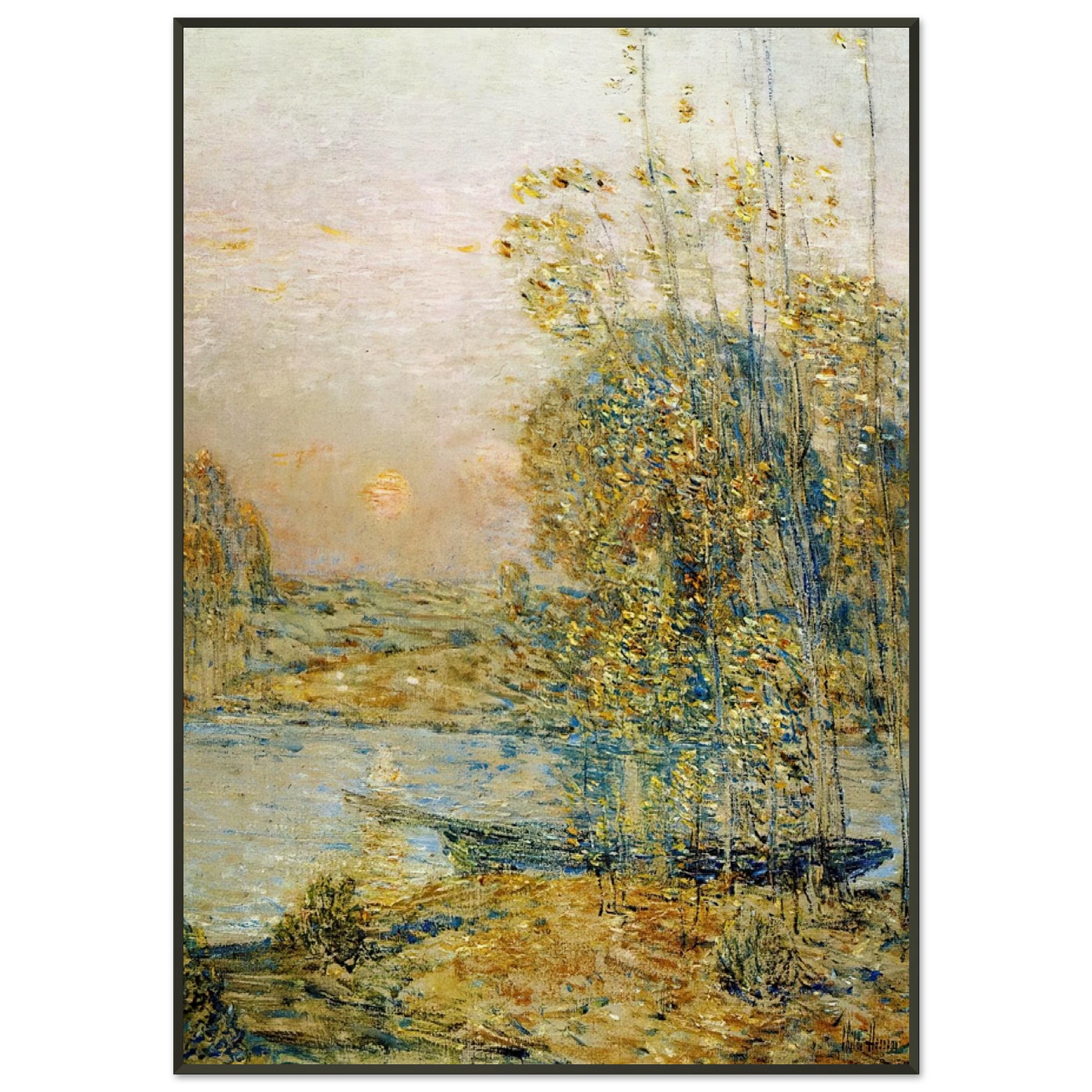 Childe Hassam Late Afternoon aka Sunset Framed Art Print - Aluminum Frame - 21x29.7 cm / 8x12"