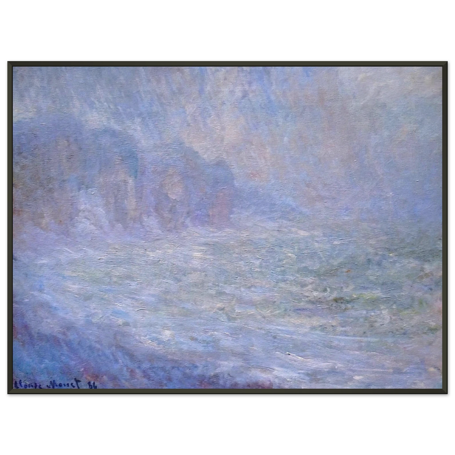 claude monet Cliffs at Pourville Rain Framed Art Print - Aluminum Frame - 40x50 cm / 16x20 inches
