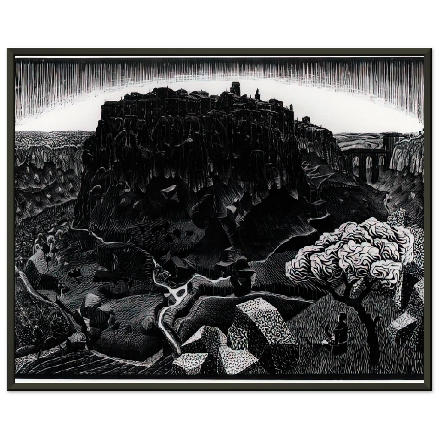 MC Escher  VITORCHIANO NEL CIMINO Framed Art Print  - Aluminum Frame - 60x80 cm / 24x32 inches