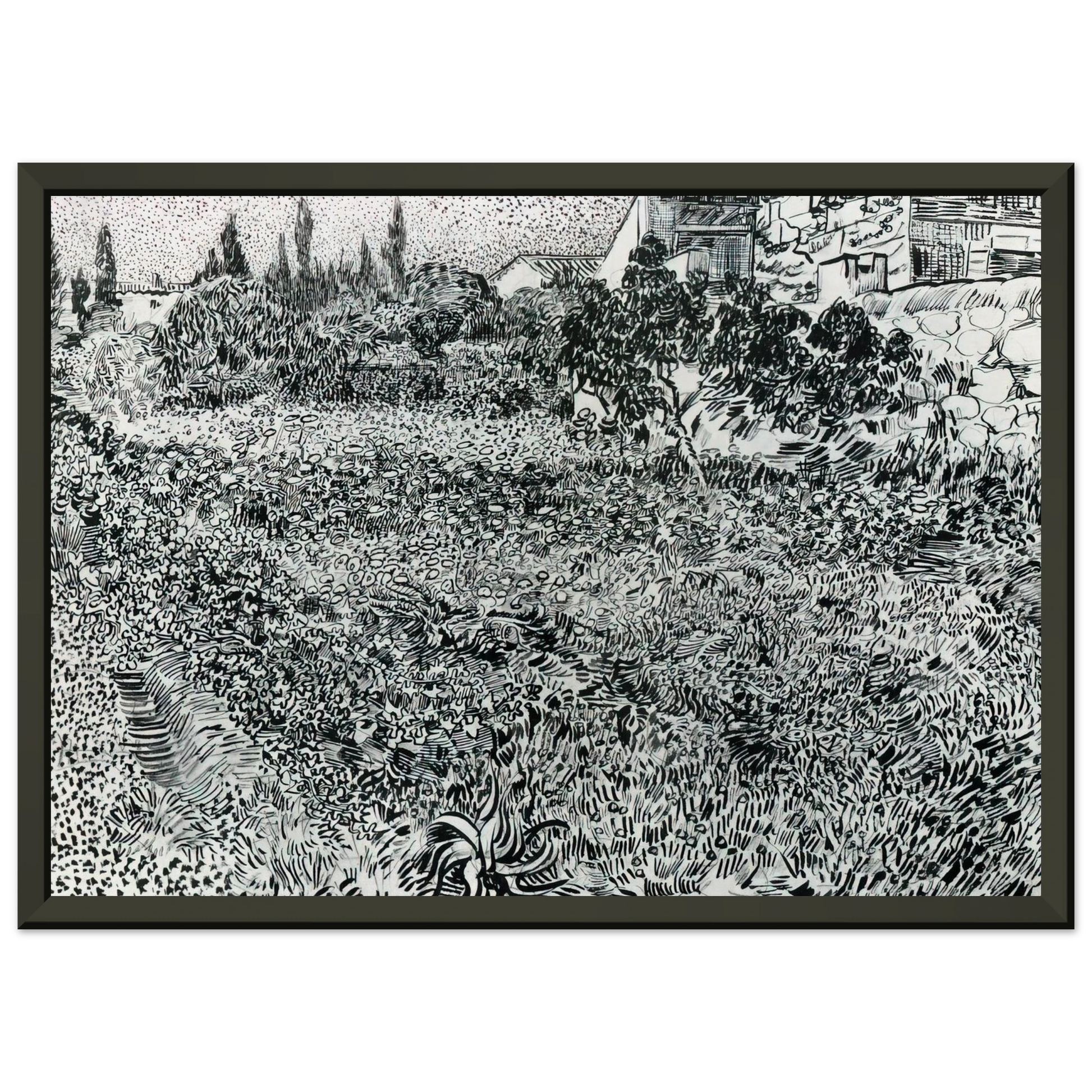 Vincent van Gogh  Garden with Flowers Framed Art Print  - Aluminum Frame - 40x50 cm / 16x20 inches