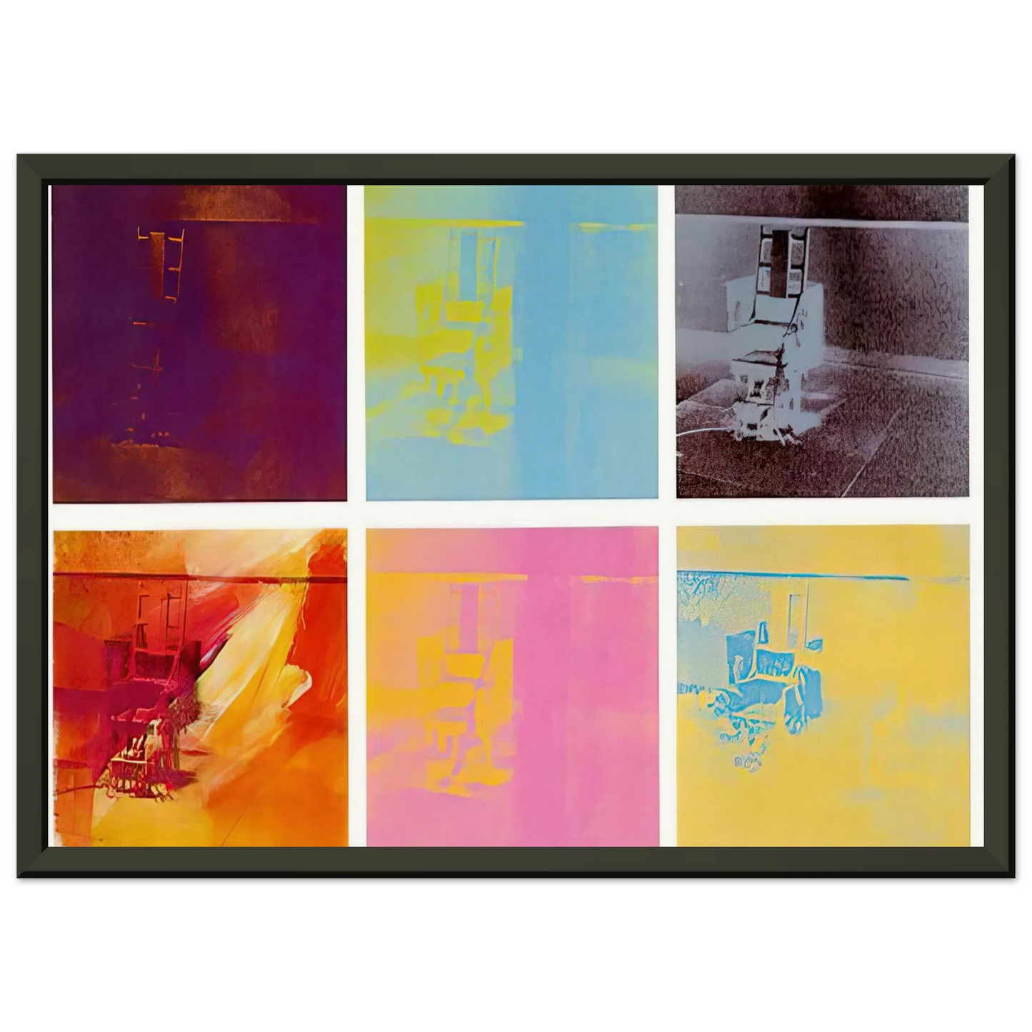 Andy Warhol Electric Chair Framed Art Print - Aluminum Frame - 40x50 cm / 16x20 inches