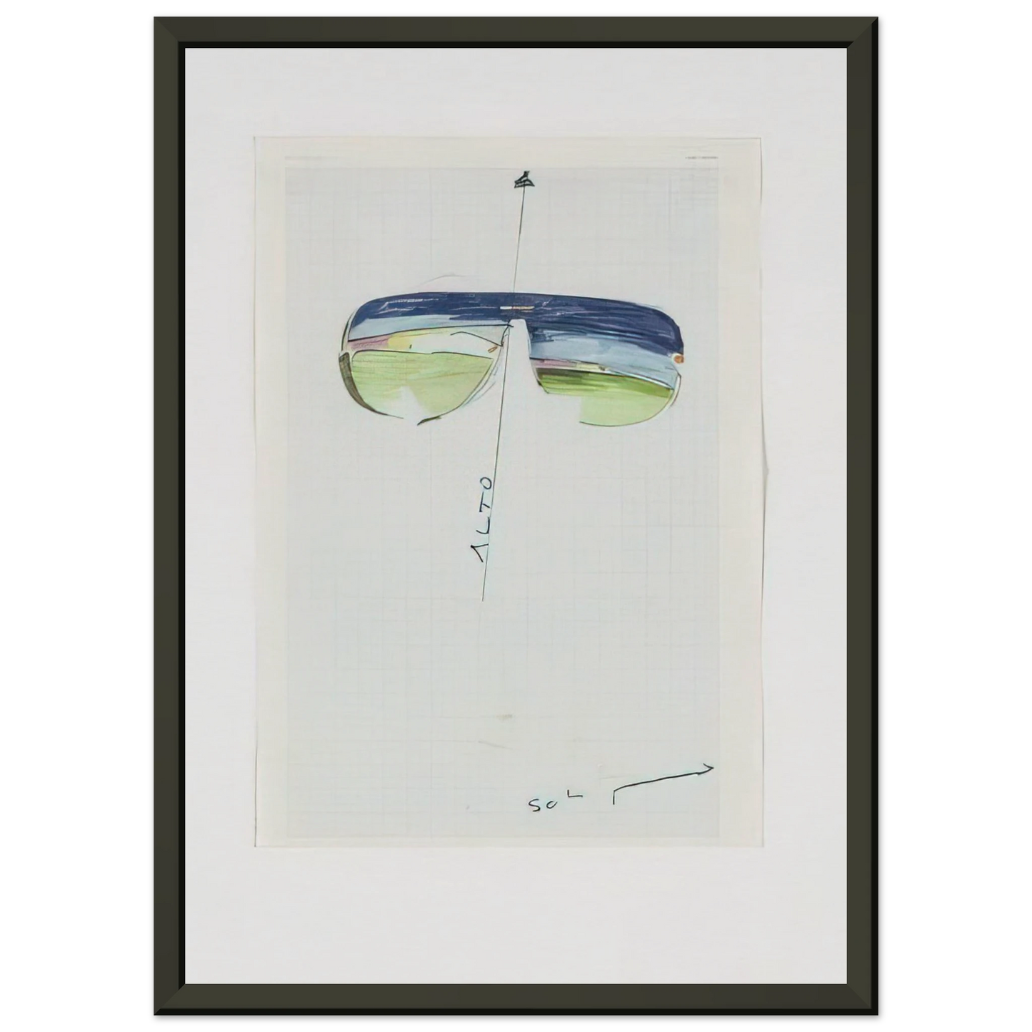 Mario Schifano Untitled Glasses 1973 Framed Art Print - Aluminum Frame - 70x100 cm / 28x40 inches