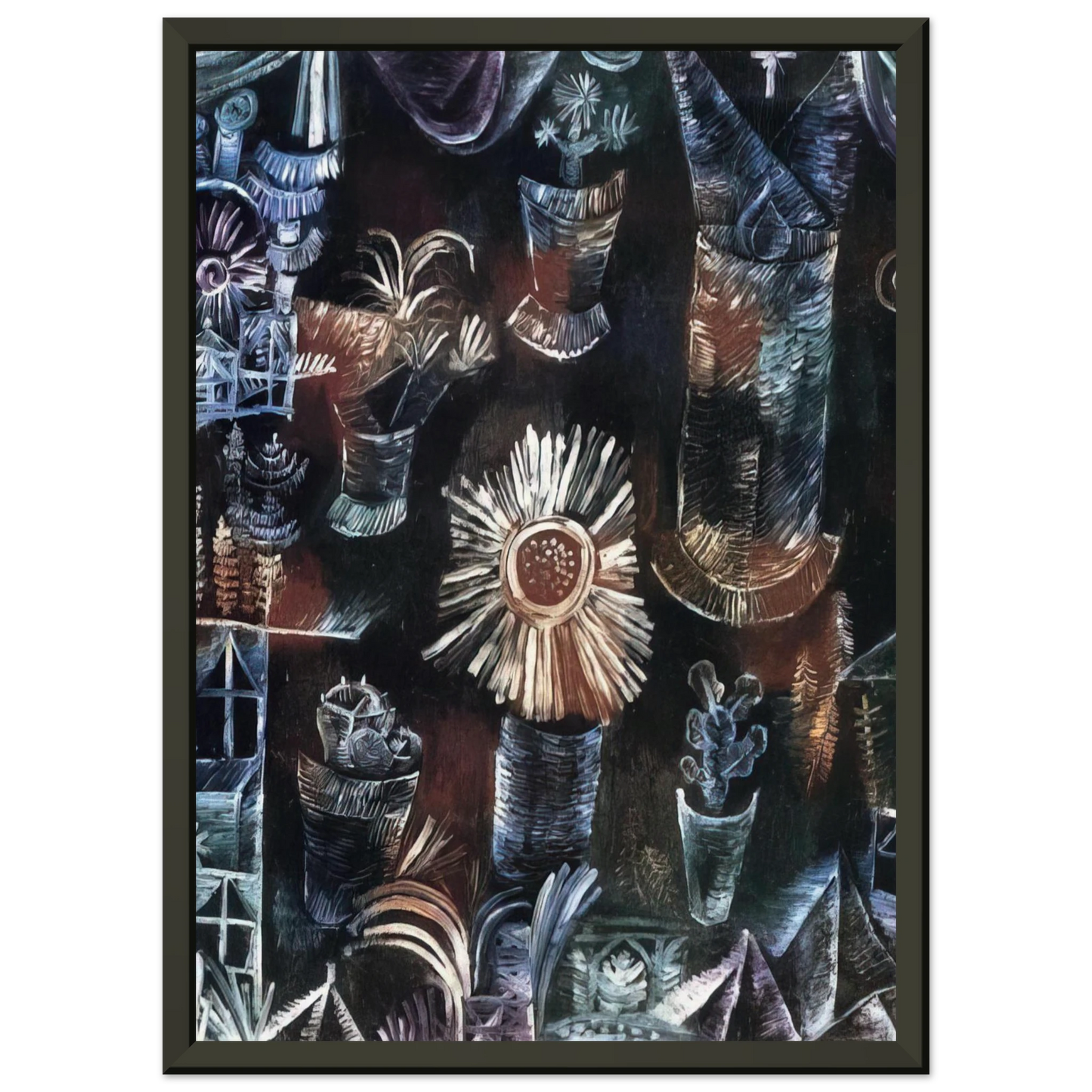 Paul Klee STILL LIFE WITH THISTLE BLOOM 1919 Framed Art Print - Aluminum Frame - 40x50 cm / 16x20 inches