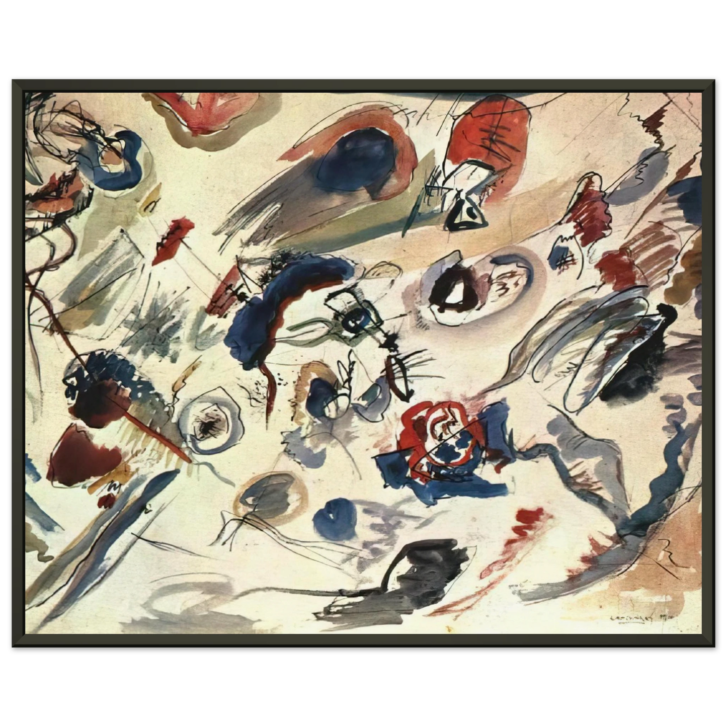 Wassily Kandinsky  FIRST ABSTRACT WATERCOLOR 1910 Framed Art Print  - Aluminum Frame - 40x50 cm / 16x20 inches
