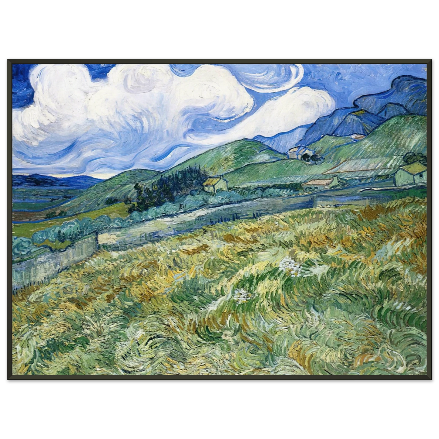 Vincent van Gogh Wheatfield with Mountains in the Background Framed Art Print - Aluminum Frame - 40x50 cm / 16x20 inches