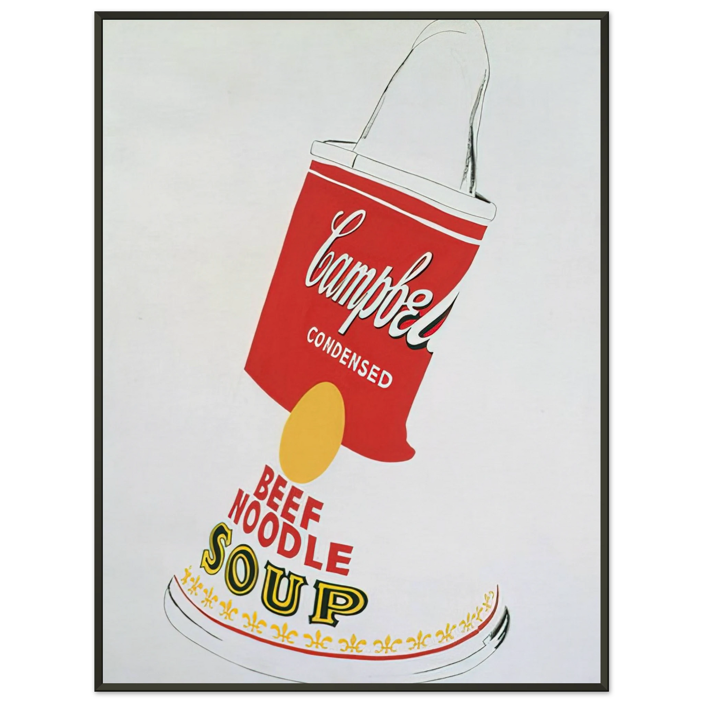 Andy Warhol Crushed Campbells Soup Can Beef Noodle Framed Art Print - Aluminum Frame - 40x50 cm / 16x20 inches