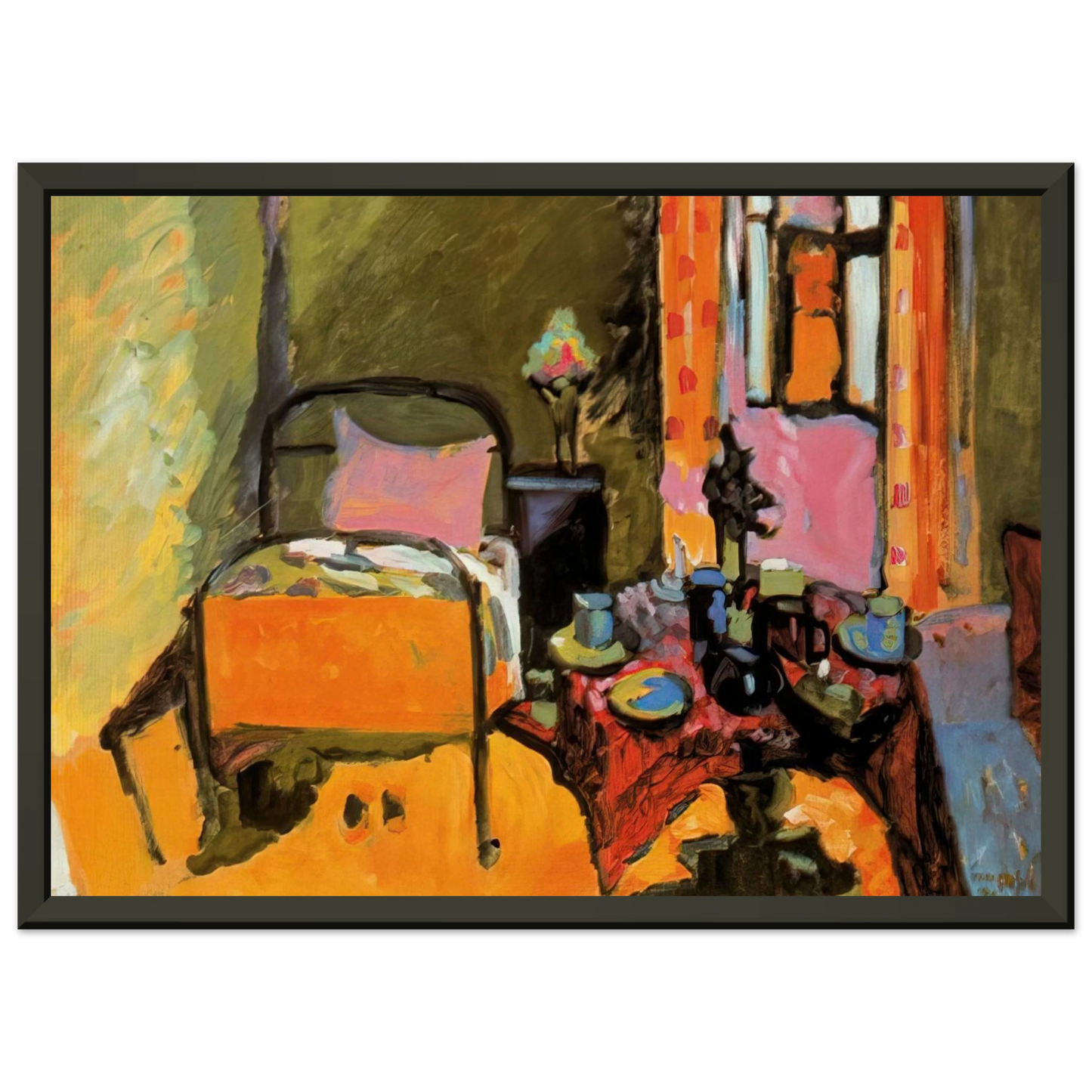 Wassily Kandinsky  BEDROOM IN AINTMILLERSTRASSE 1909 Framed Art Print  - Aluminum Frame - 60x80 cm / 24x32 inches