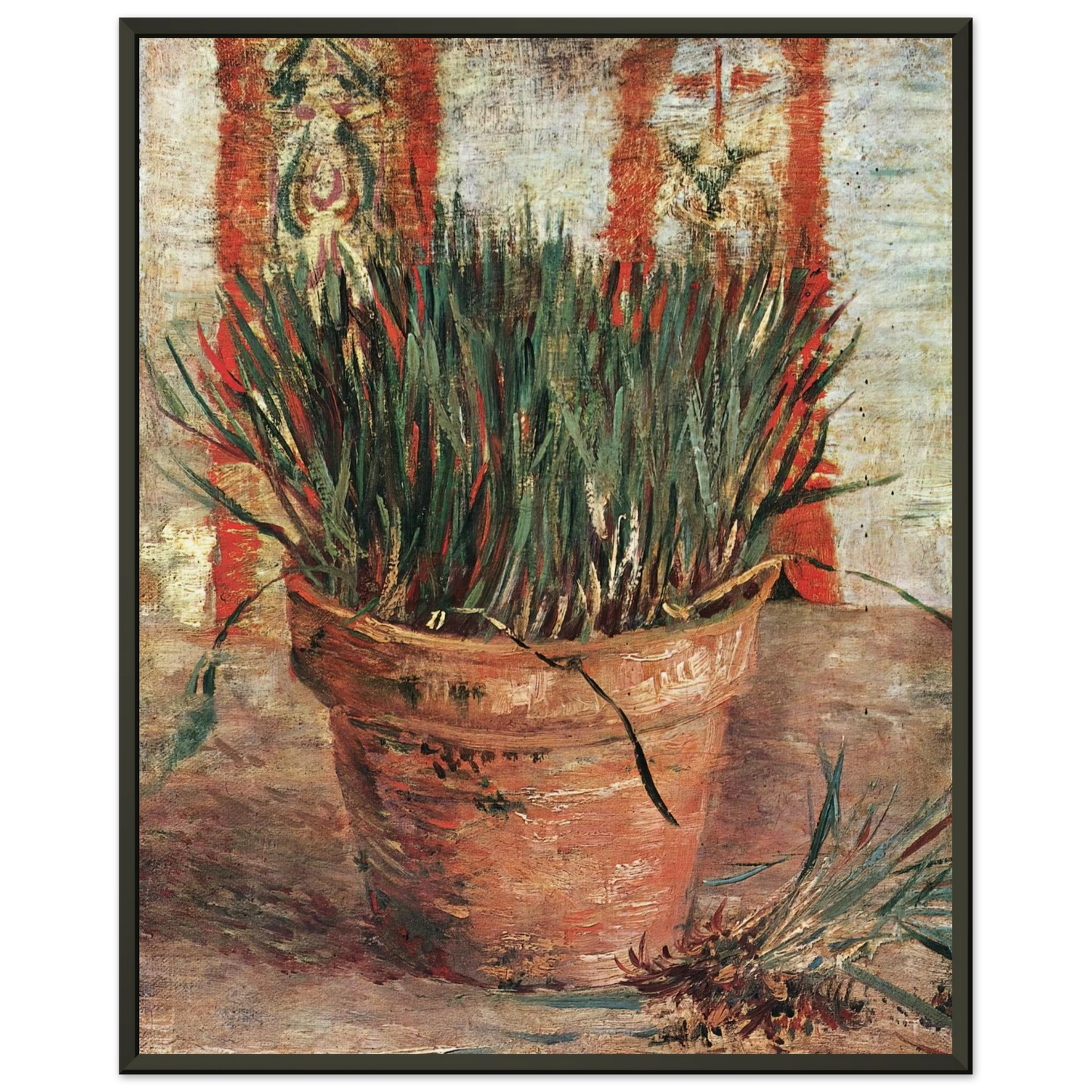 Vincent van Gogh  Flowerpot with Chives Framed Art Print  - Aluminum Frame - 40x50 cm / 16x20 inches