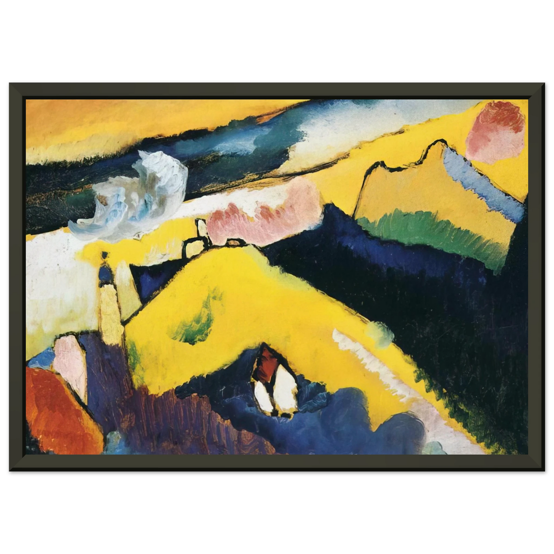 Wassily Kandinsky  MOUNTAIN LANDSCAPE WITH CHURCH 1910 Framed Art Print  - Aluminum Frame - 60x80 cm / 24x32 inches