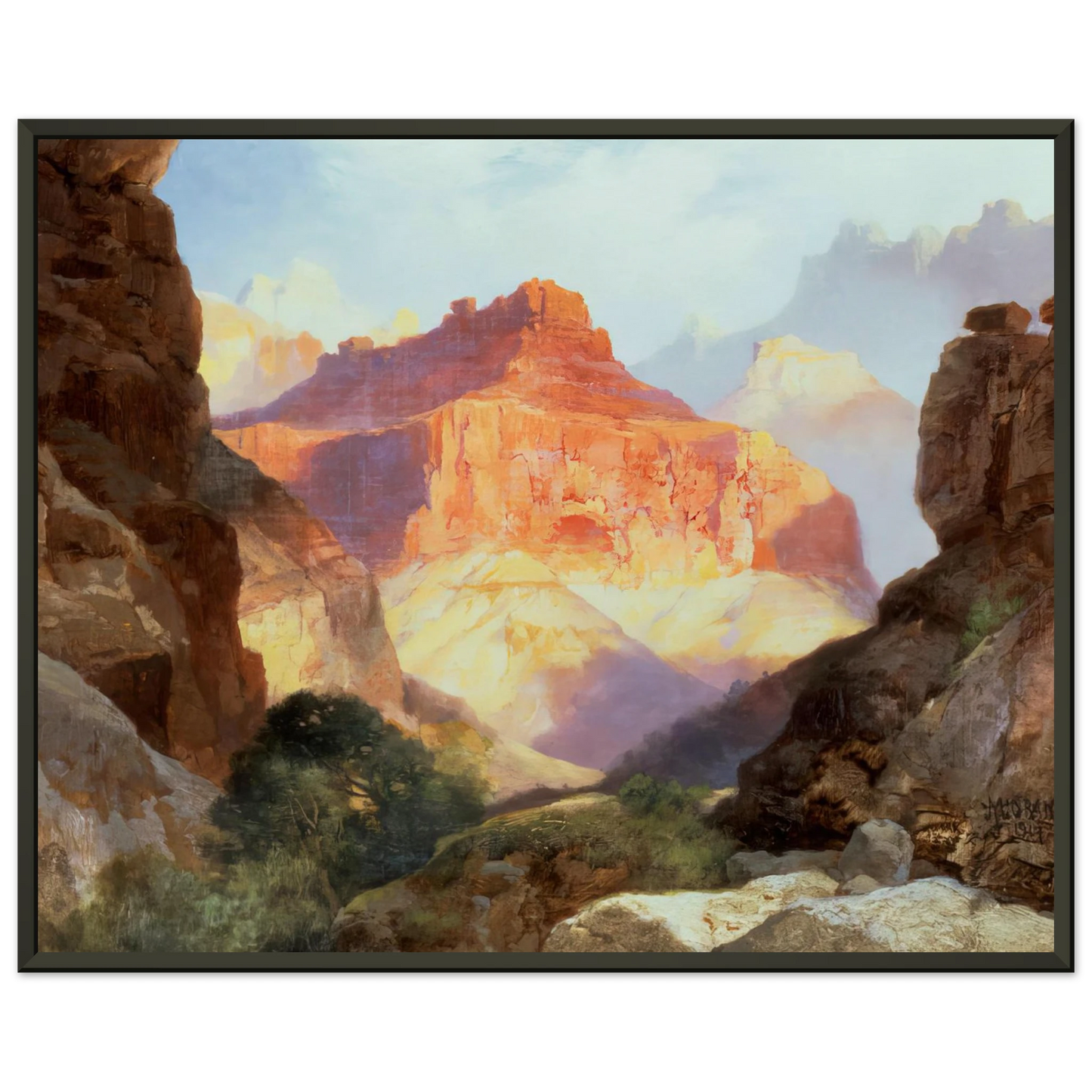 Thomas Moran Under the Red Wall Framed Art Print - Aluminum Frame - 70x100 cm / 28x40 inches