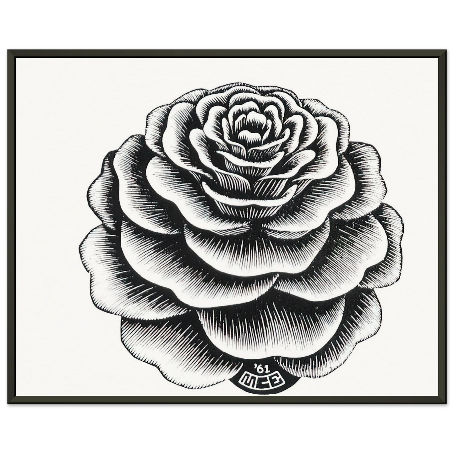 MC Escher  FLOWER 1 Framed Art Print  - Aluminum Frame - 40x50 cm / 16x20 inches