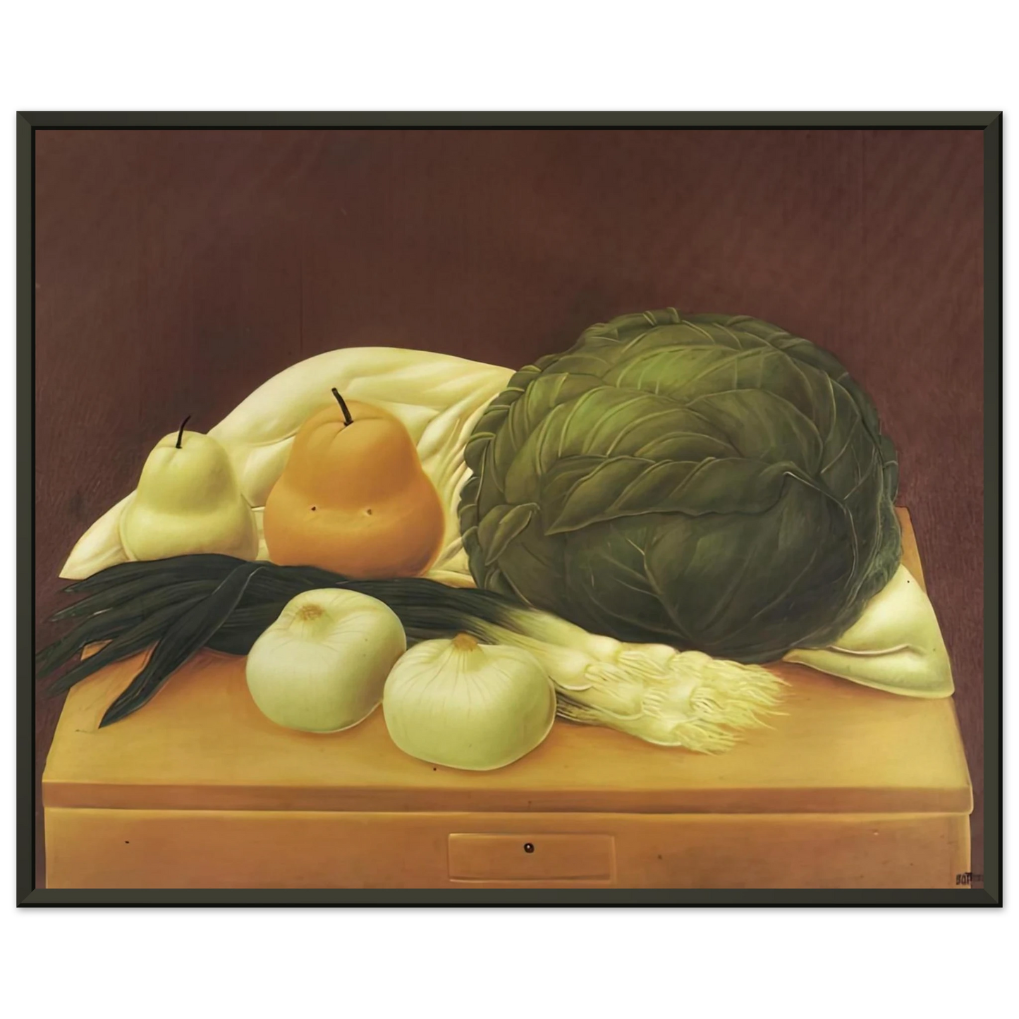 Fernando Botero KITCHEN TABLE Framed Art Print - Aluminum Frame - 70x100 cm / 28x40 inches