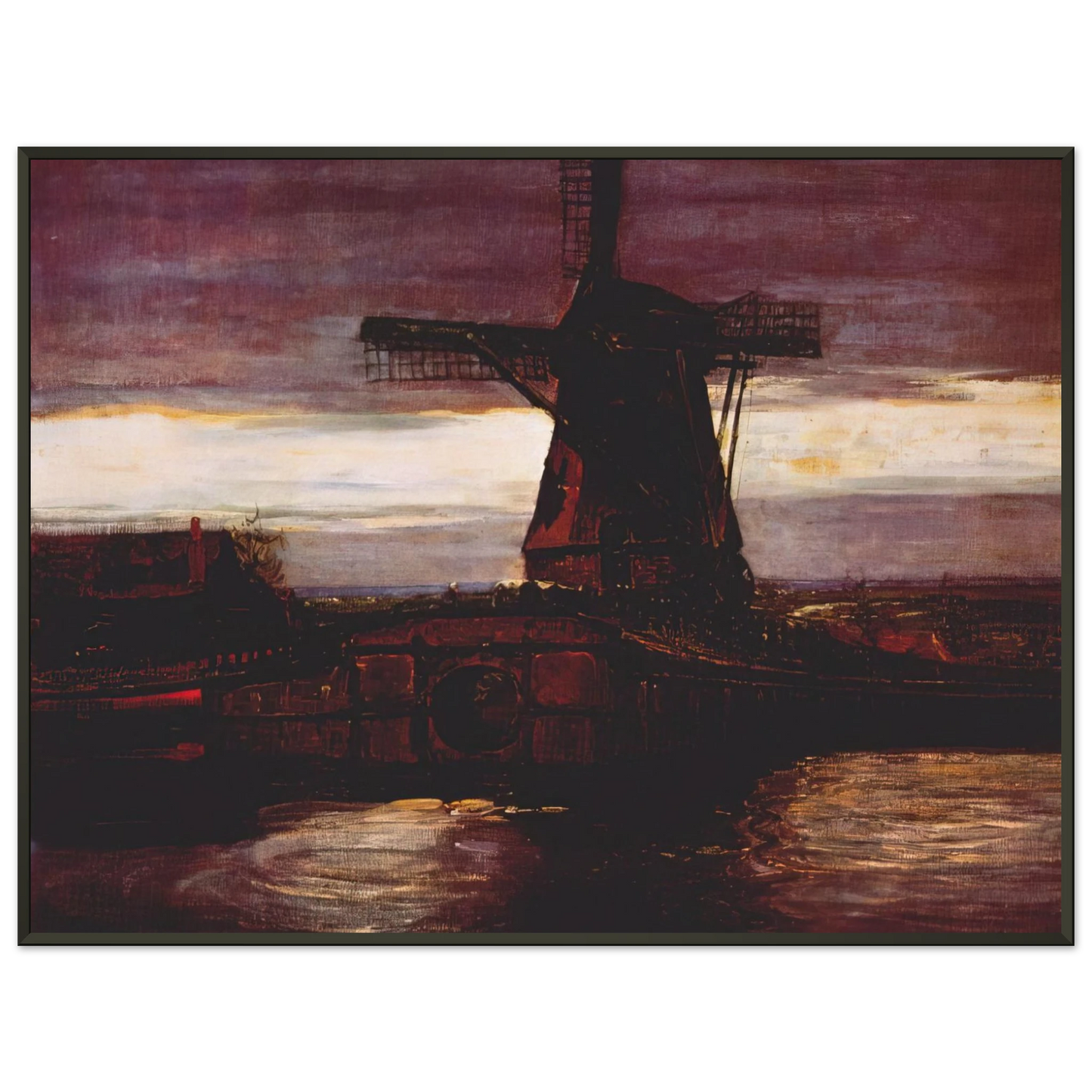 Piet Mondrian Stammer Mill with Streaked Sky Framed Art Print - Aluminum Frame - 70x100 cm / 28x40 inches
