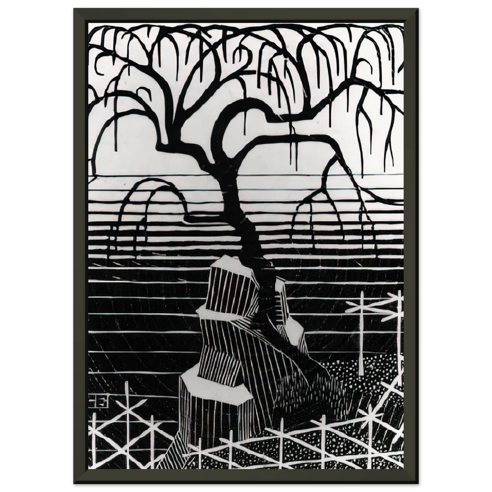 MC Escher  TREE 1926 Framed Art Print  - Aluminum Frame - 70x100 cm / 28x40 inches