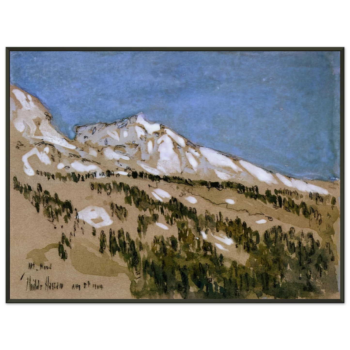 Childe Hassam Mt Hood Oregon Framed Art Print - Aluminum Frame - 70x100 cm / 28x40 inches