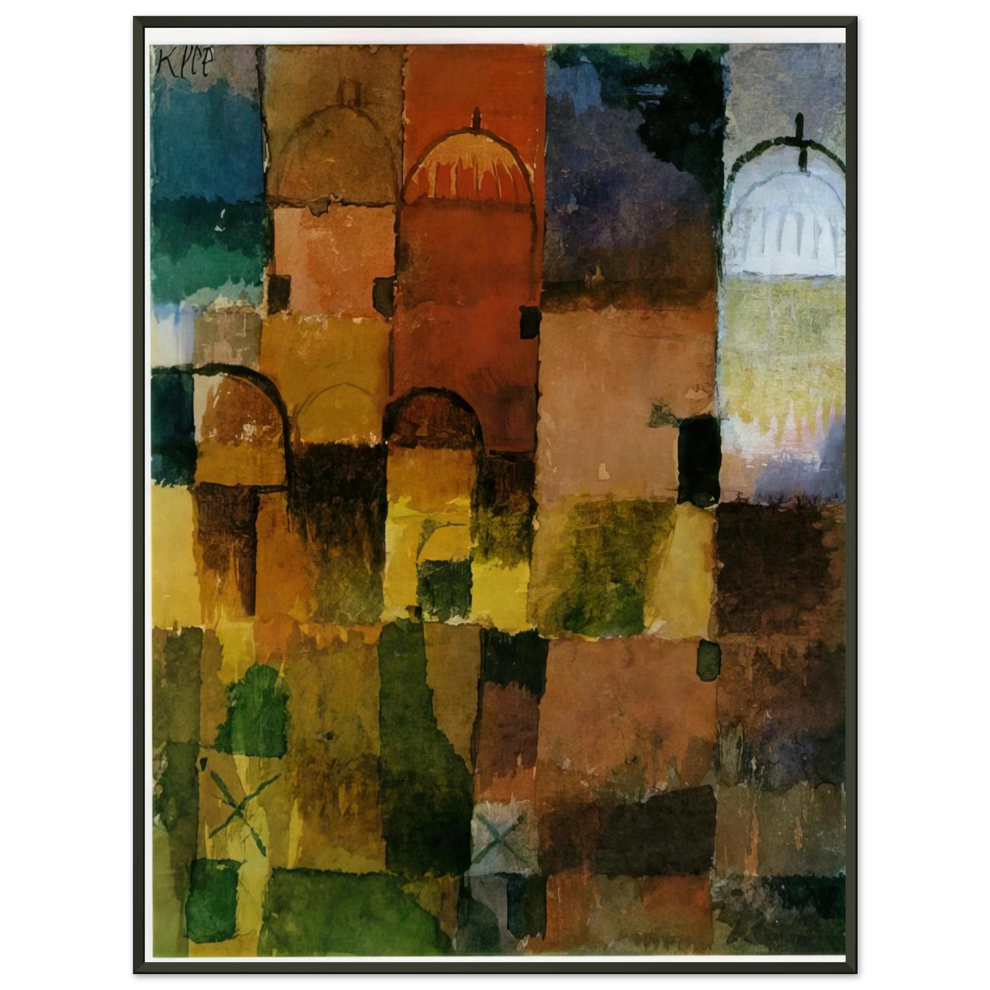 Paul Klee RED AND WHITE DOMES 1914 Framed Art Print - Aluminum Frame - 40x50 cm / 16x20 inches