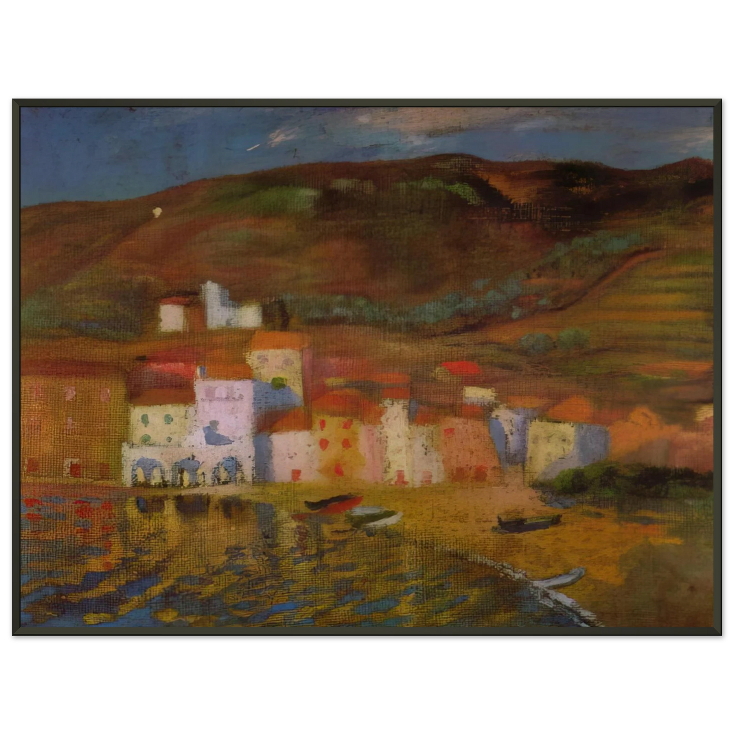 Salvador Dali PORTDOGUE AND MOUNT PANI FROM AYUNTAMIENTO Framed Art Print - Aluminum Frame - 60x80 cm / 24x32 inches