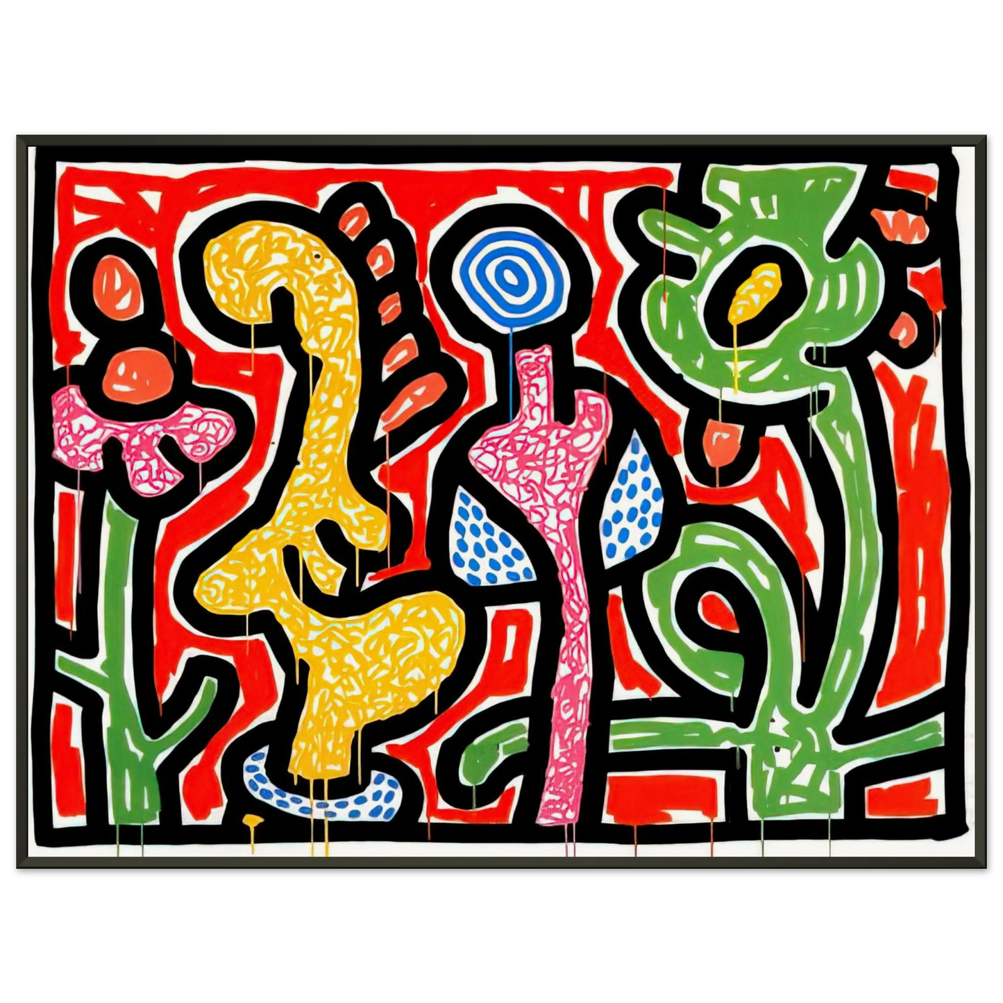 Keith Haring FLOWERS IV 1990 Framed Art Print - Aluminum Frame - 40x50 cm / 16x20 inches