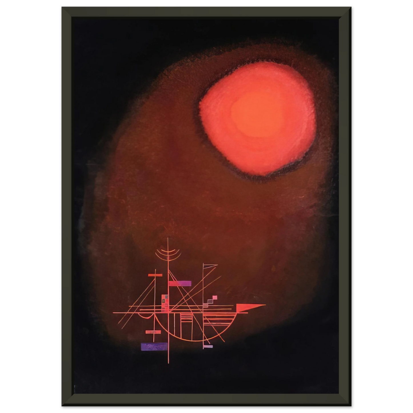 Wassily Kandinsky RED SUN AND SHIP Framed Art Print - Aluminum Frame - 70x100 cm / 28x40 inches