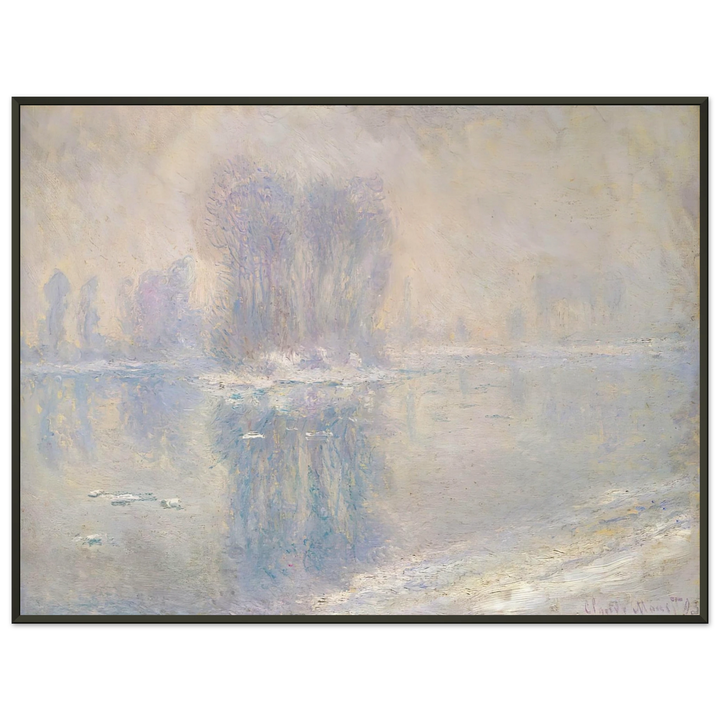 claude monet  Ice on the Siene at Bennecourt Framed Art Print  - Aluminum Frame - 60x80 cm / 24x32 inches