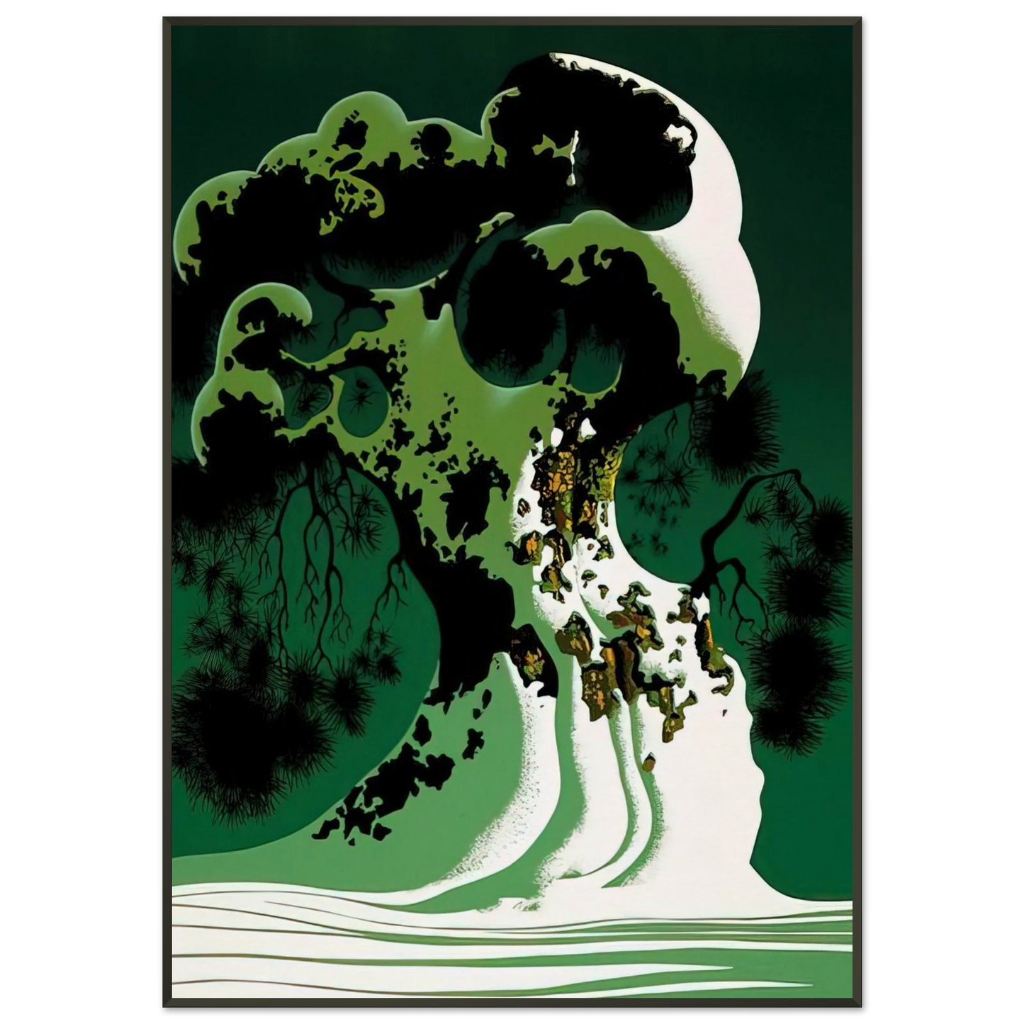 Eyvind Earle Snow Covered Bonsai Framed Art Print - Aluminum Frame - 21x29.7 cm / 8x12"