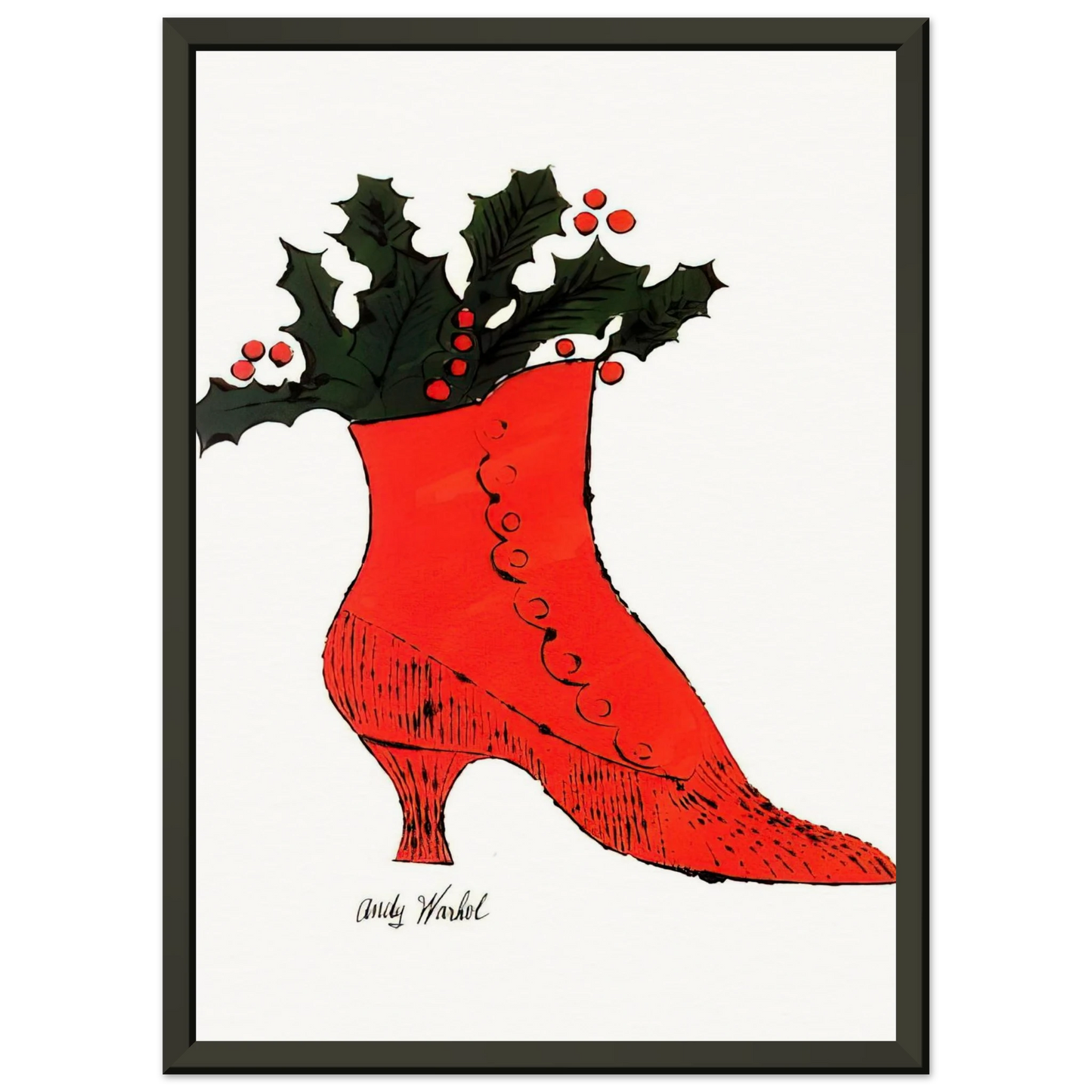 Andy Warhol Untitled red Boot Wit Holly Framed Art Print - Aluminum Frame - 40x50 cm / 16x20 inches