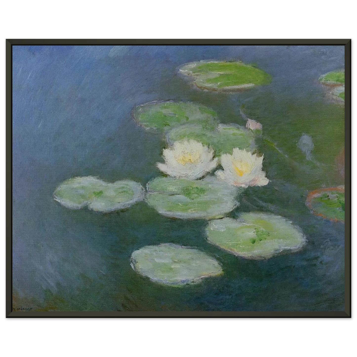 claude monet Water Lilies Evening Effect Framed Art Print - Aluminum Frame - 70x100 cm / 28x40 inches
