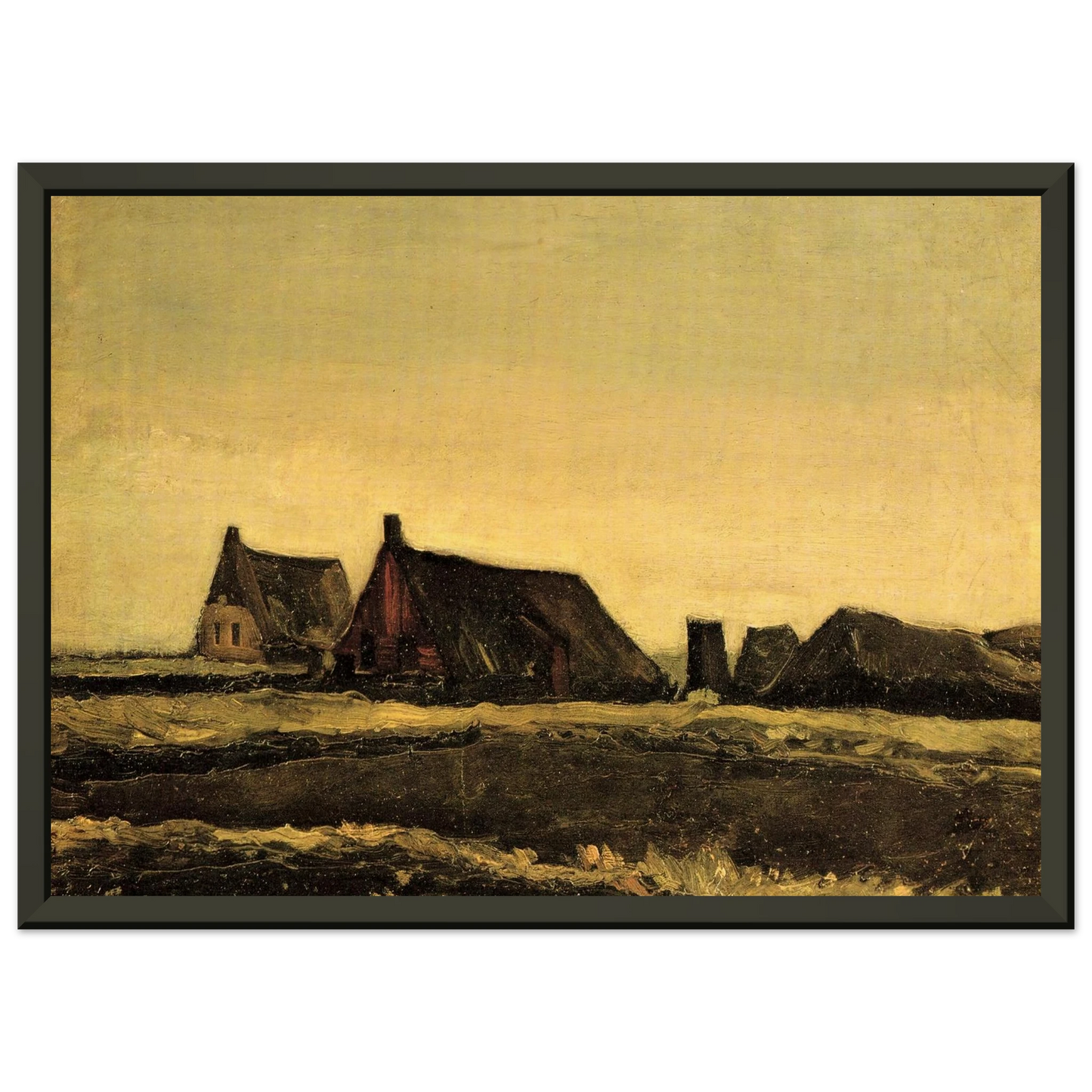 Vincent van Gogh  Cottages Framed Art Print  - Aluminum Frame - 70x100 cm / 28x40 inches