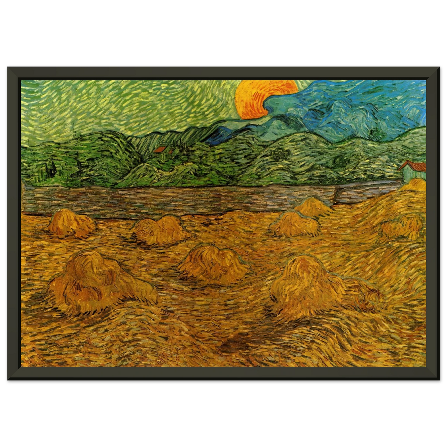 Vincent van Gogh Evening Landscape with Rising Moon Framed Art Print - Aluminum Frame - 70x100 cm / 28x40 inches
