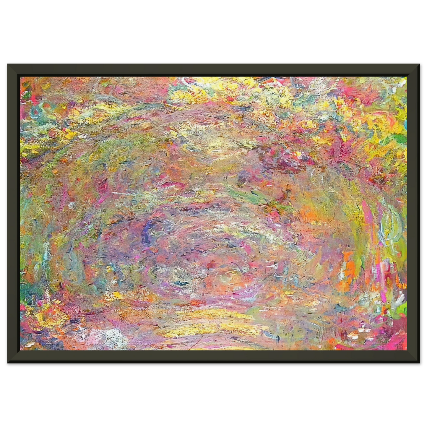 claude monet  Path under the Rose Trellises Framed Art Print  - Aluminum Frame - 60x80 cm / 24x32 inches