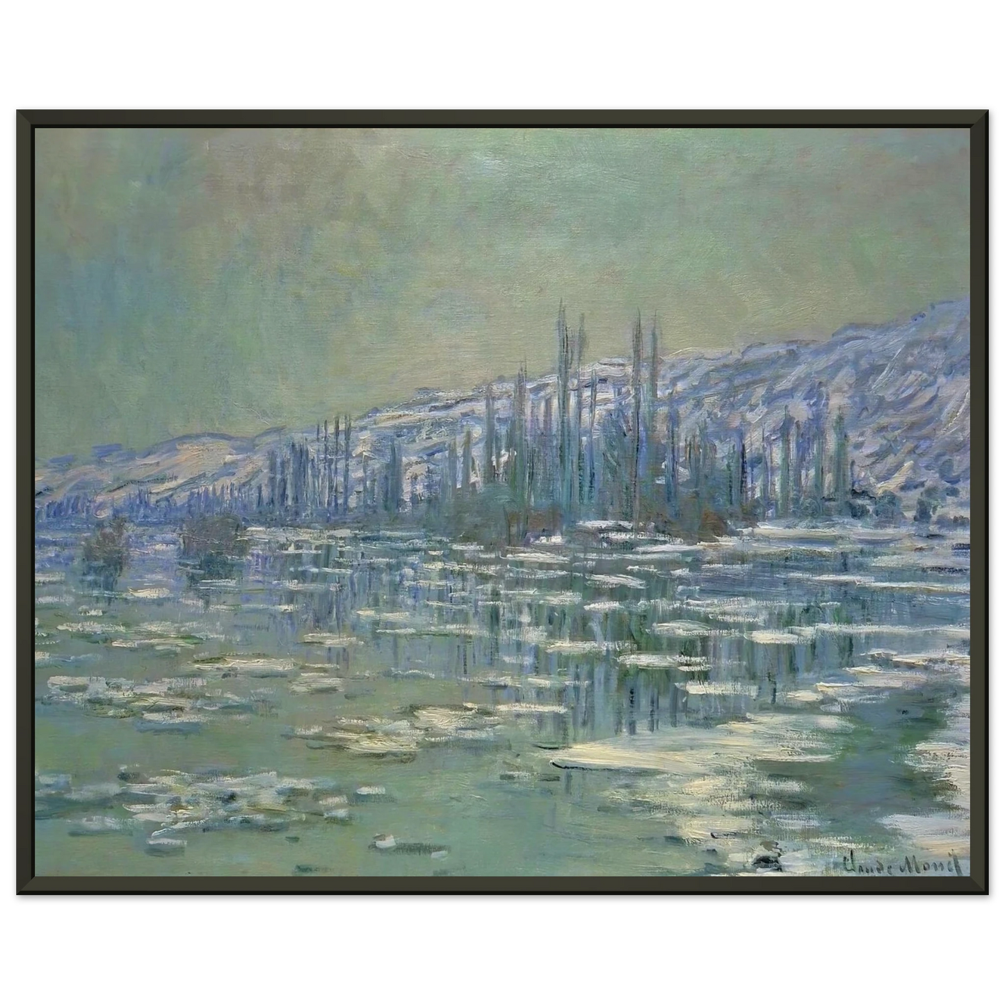 claude monet  Ice Floes on Siene Framed Art Print  - Aluminum Frame - 60x80 cm / 24x32 inches
