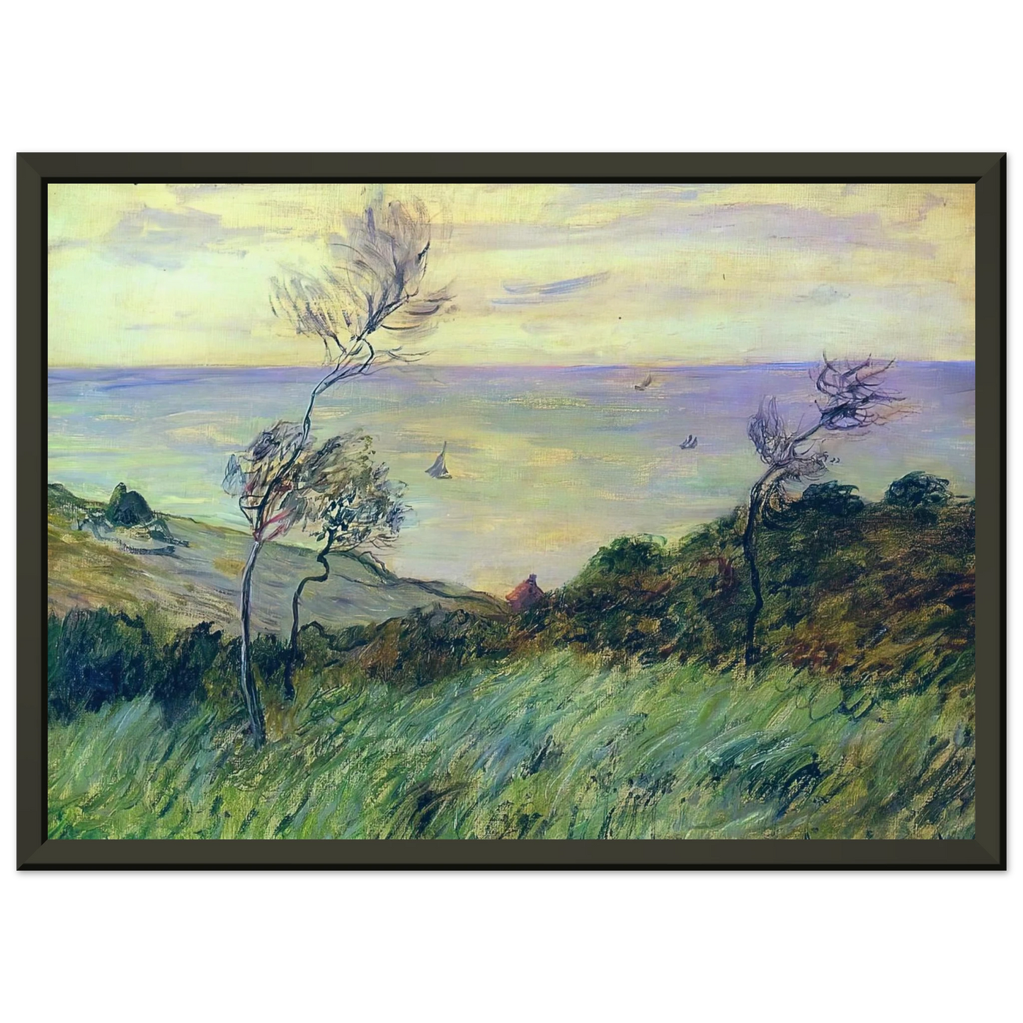 claude monet Cliffs of Varengeville Gust of Wind Framed Art Print - Aluminum Frame - 60x80 cm / 24x32 inches