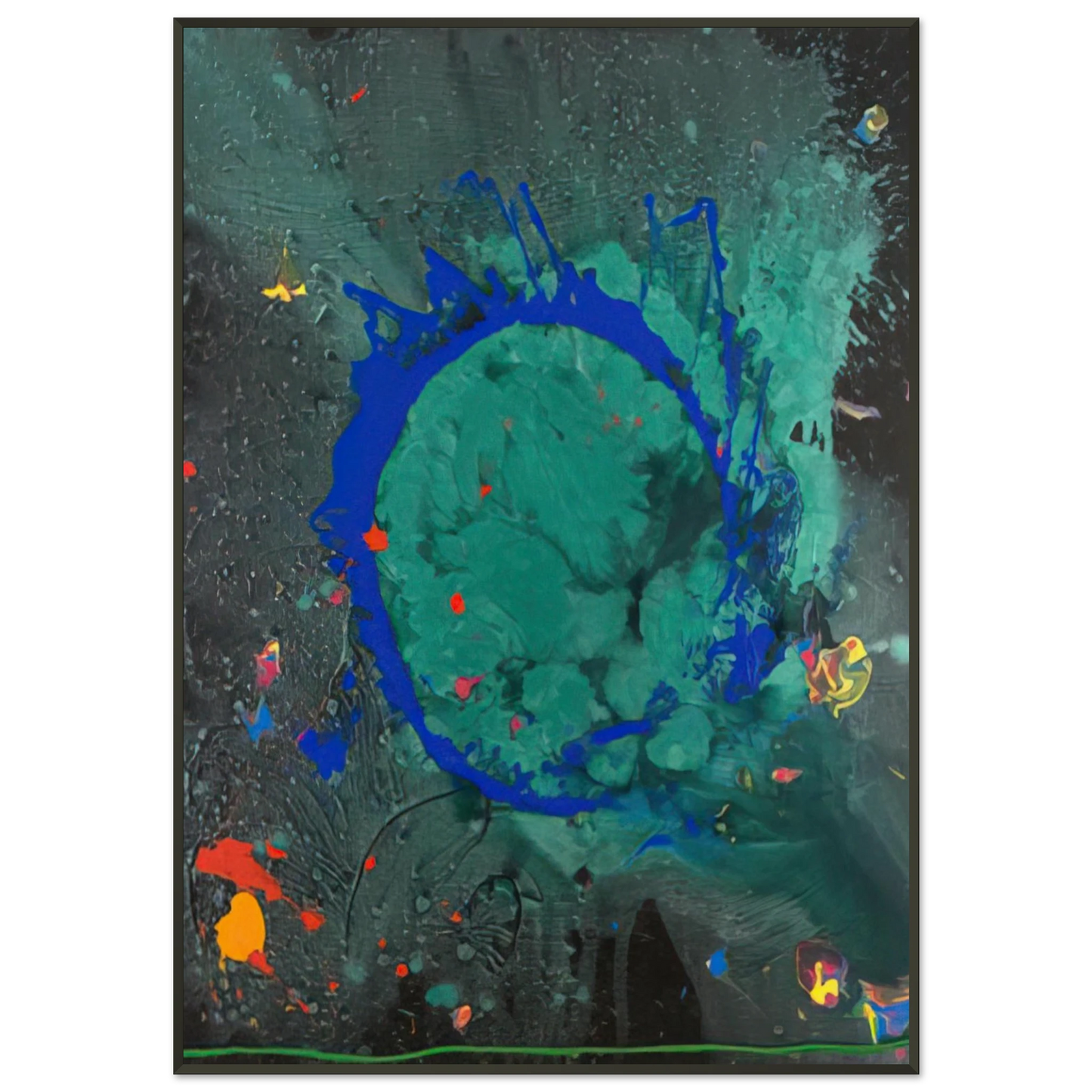 John Hoyland Jade Buddha 230708 2008 Framed Art Print - Aluminum Frame - 21x29.7 cm / 8x12"