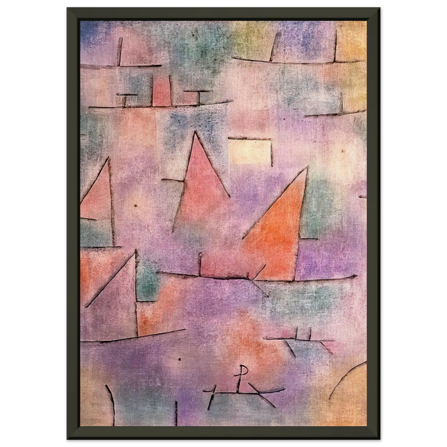 Paul Klee HARBOUR WITH SAILING SHIPS 1937 Framed Art Print - Aluminum Frame - 70x100 cm / 28x40 inches