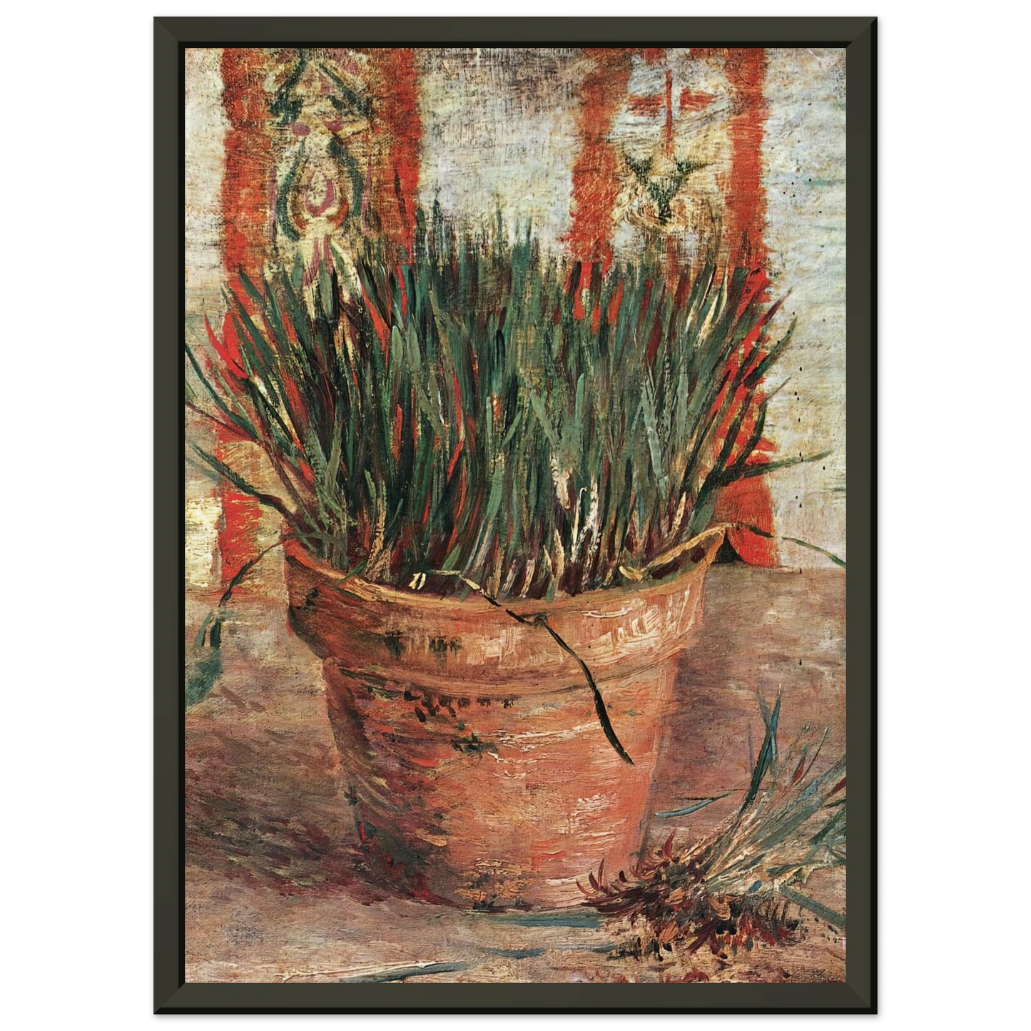 Vincent van Gogh  Flowerpot with Chives Framed Art Print  - Aluminum Frame - 60x80 cm / 24x32 inches