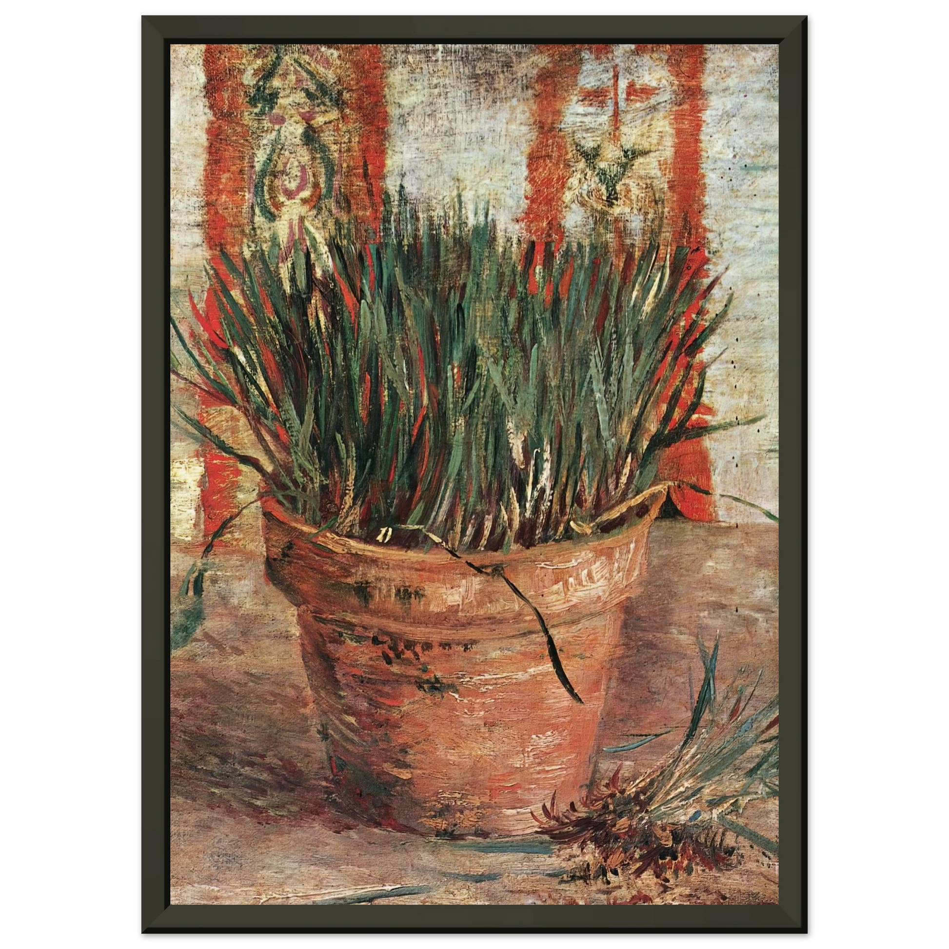 Vincent van Gogh  Flowerpot with Chives Framed Art Print  - Aluminum Frame - 60x80 cm / 24x32 inches
